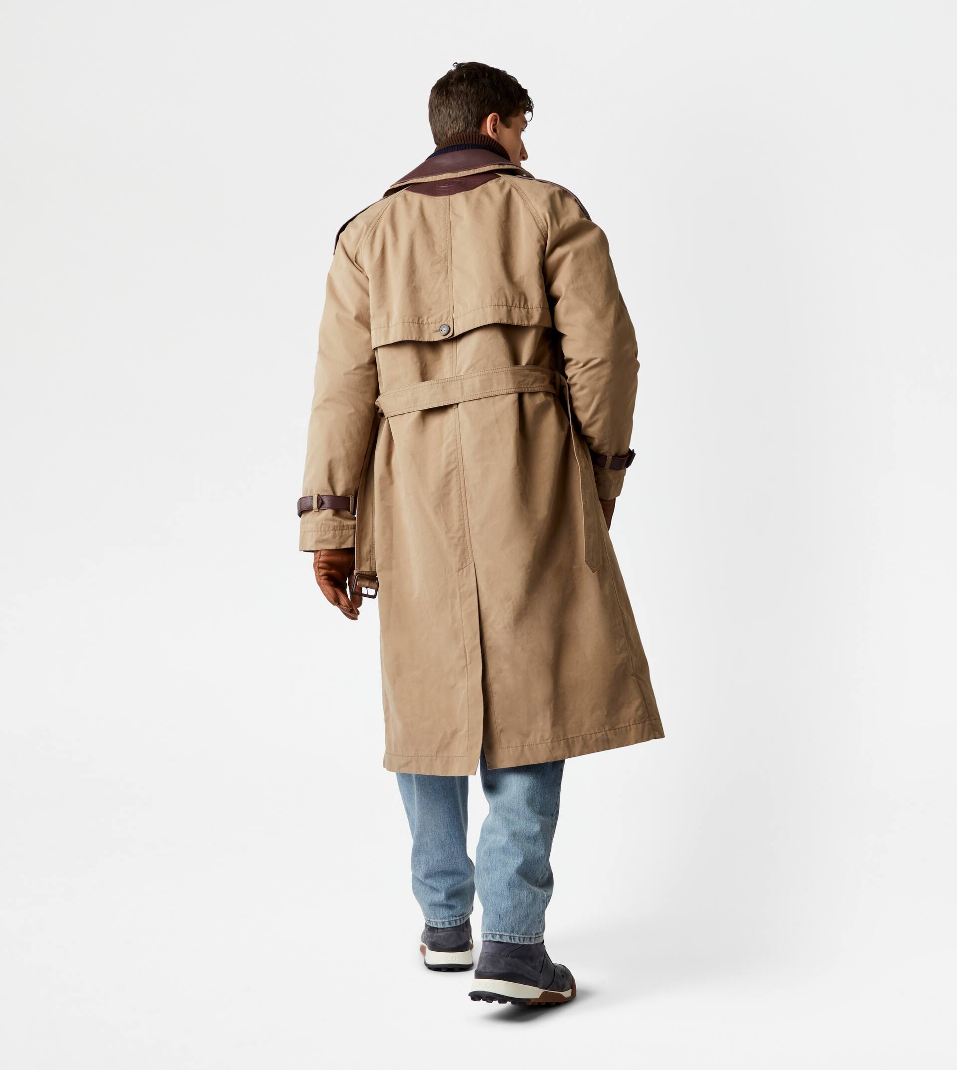 TRENCH COAT WITH LEATHER INSERTS - GREY - 3