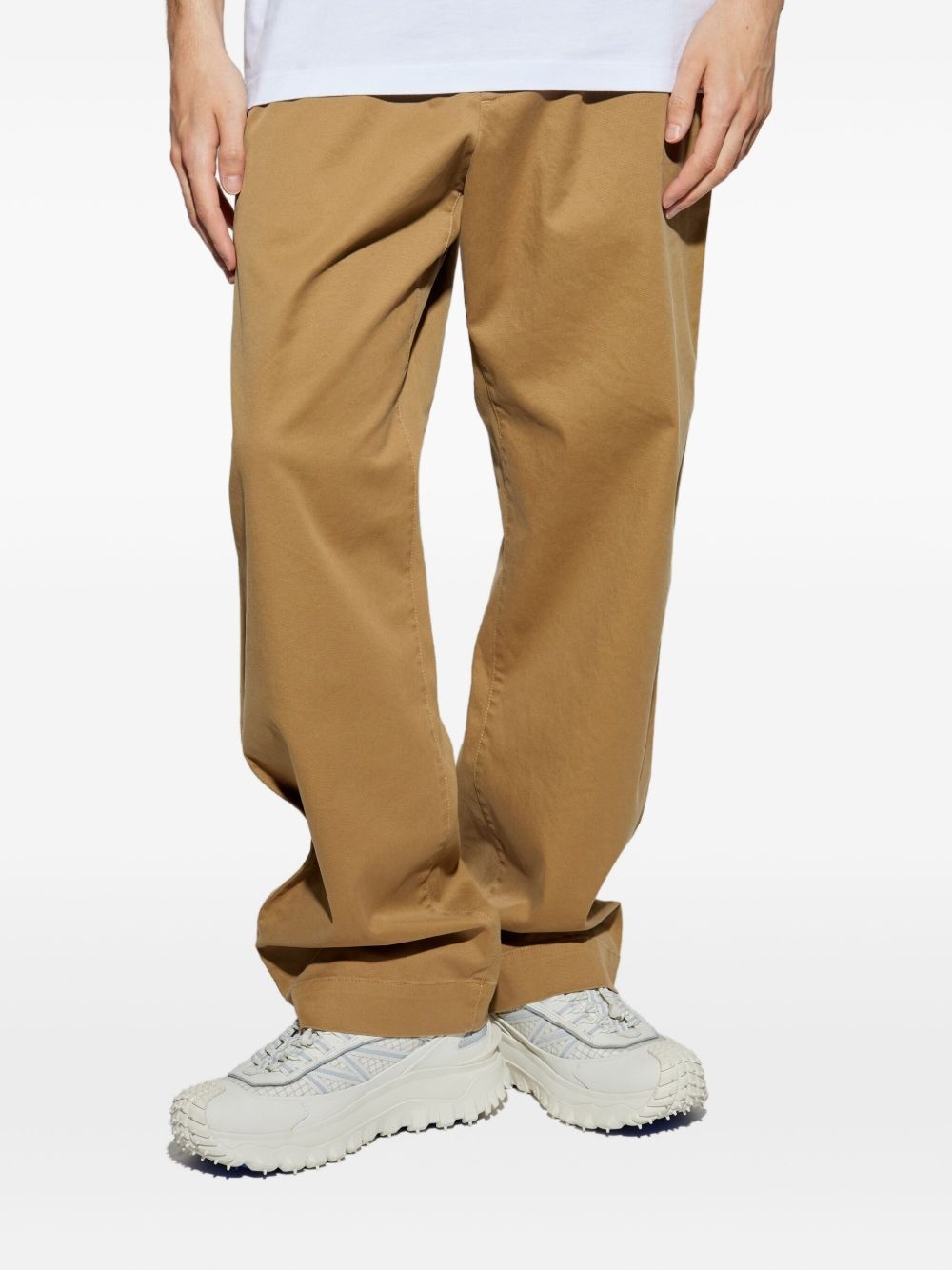 cotton-blend straight-leg trousers - 3