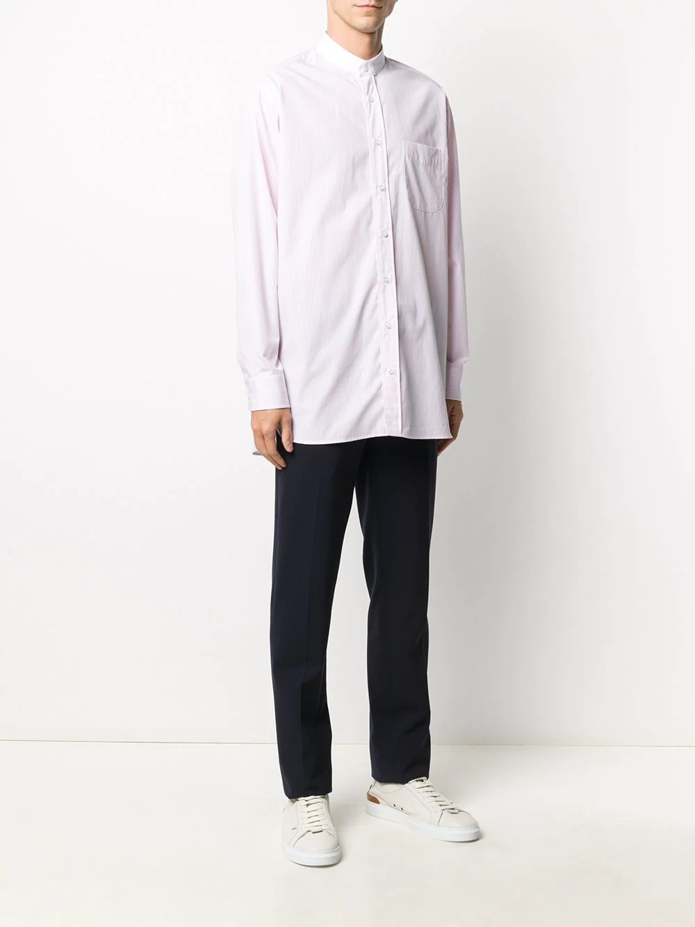 mandarin-collar buttoned shirt - 3