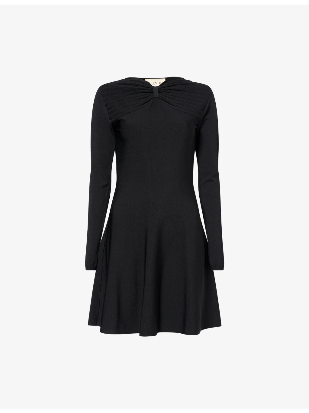 Bow Long-Sleeves Knitted Mini Dress - 1