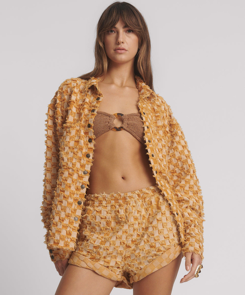 Gingham Daria Shacket - Yellow 2