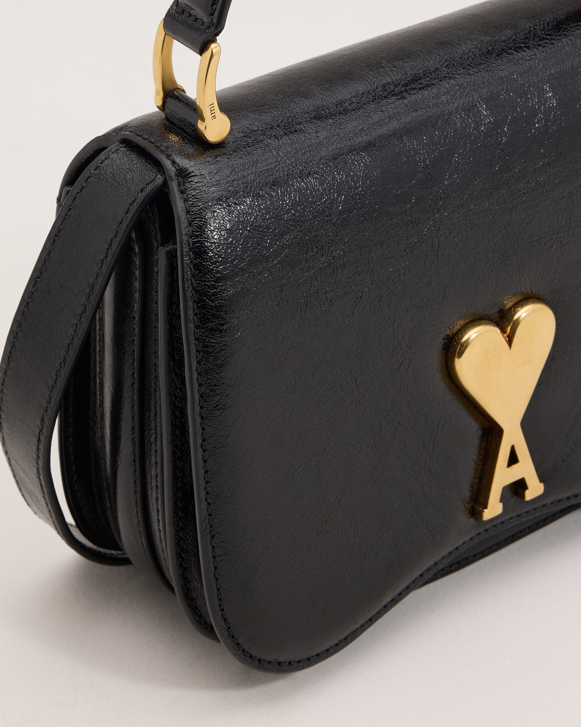BLACK LEATHER TOP HANDLE PARIS PARIS BAG - 4