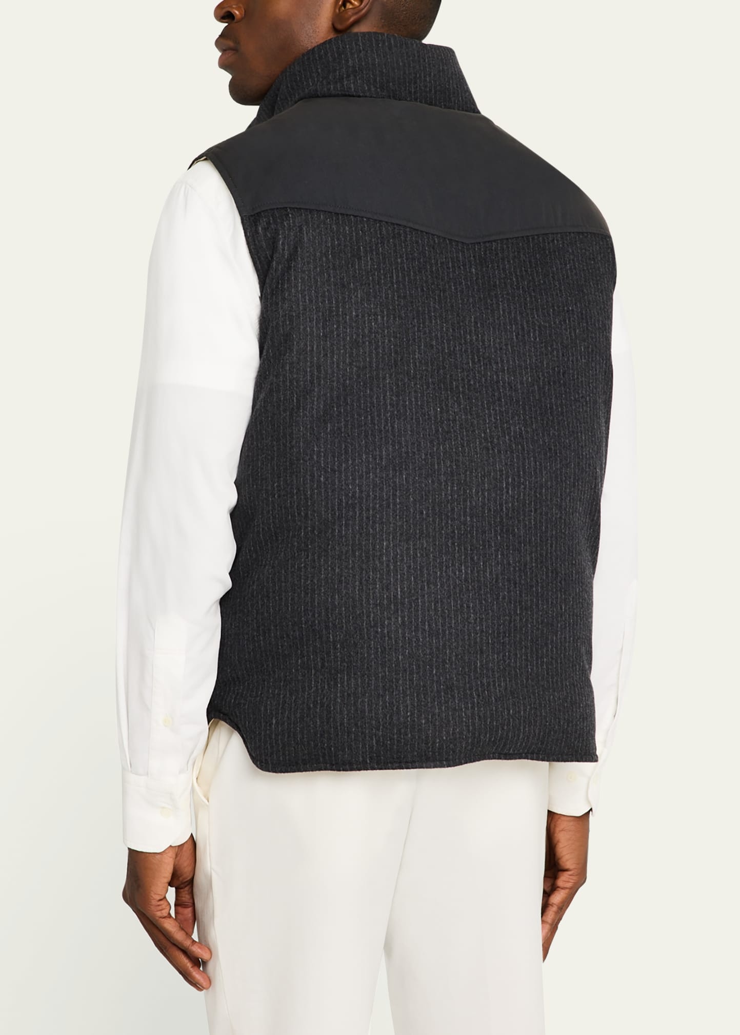 Men's Mixed Media Snap-Front Down Vest - 3