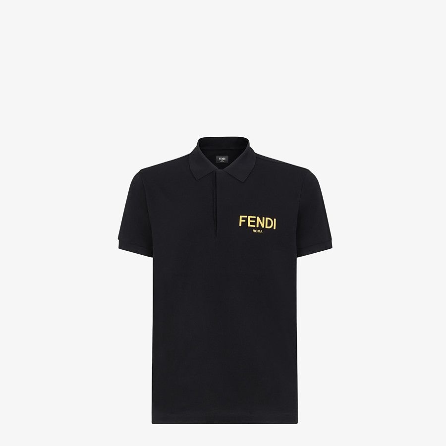 Black cotton polo shirt - 1