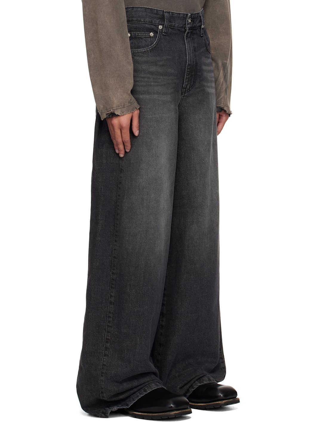 Black Tuck-Detail Jeans - 2