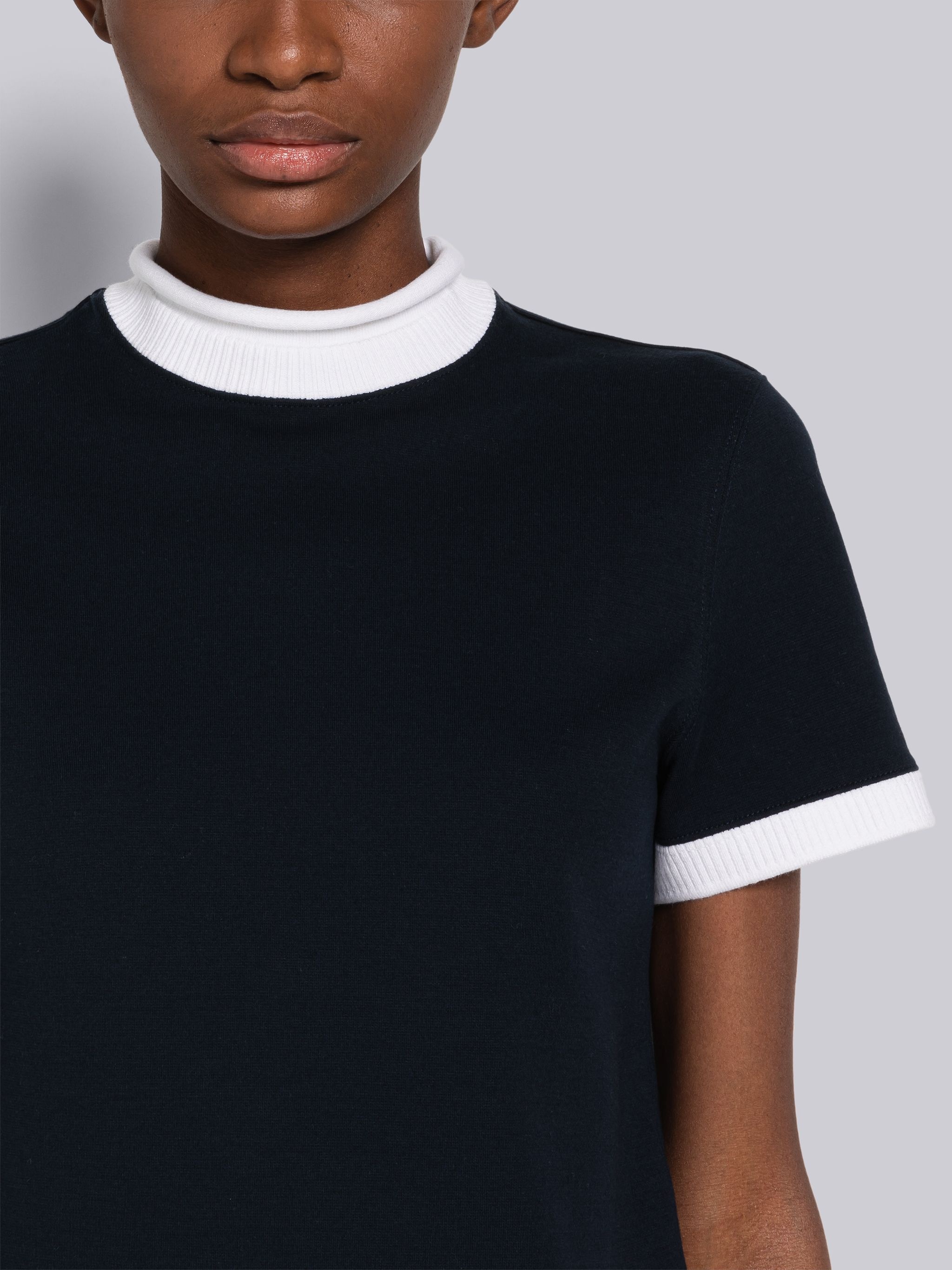 Cotton Milano Roll Neck Short Sleeve Tee - 5
