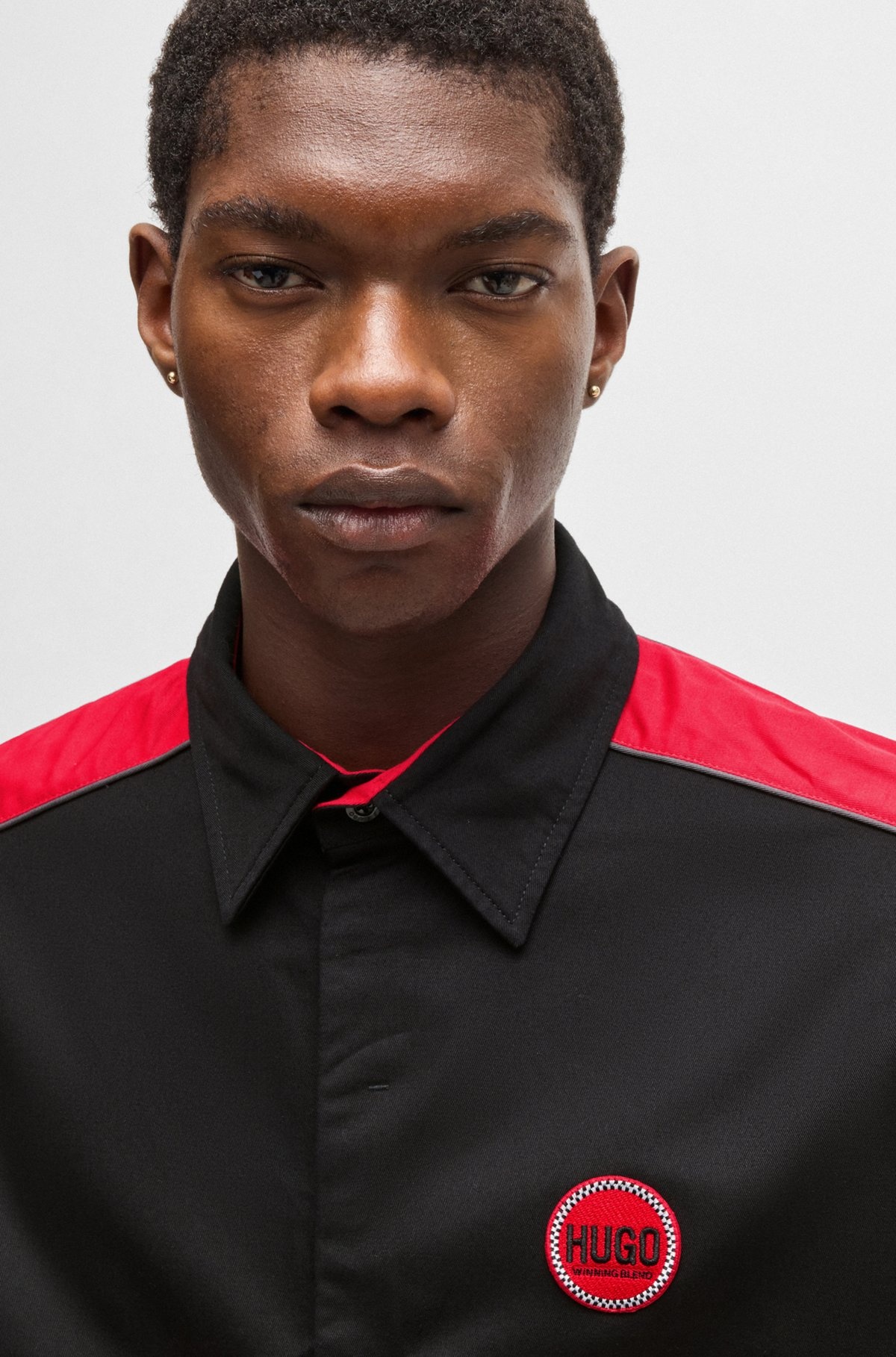 COTTON-TWILL SHIRT WITH RACING-INSPIRED BLOCK STRIPES - 3