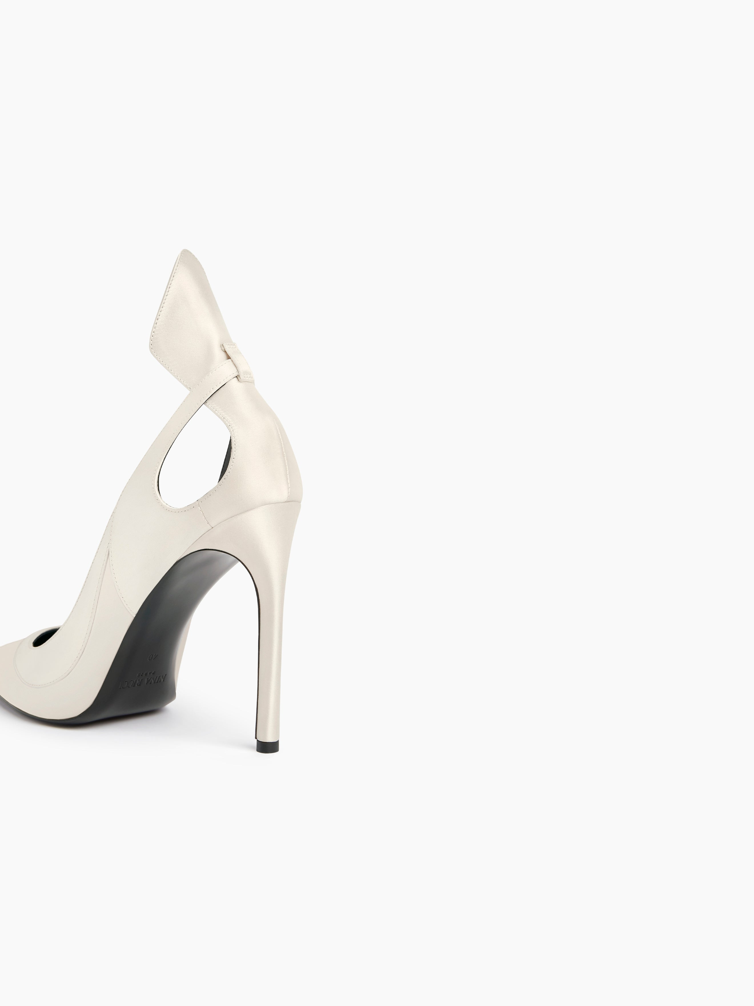 White Satin Pumps - 3