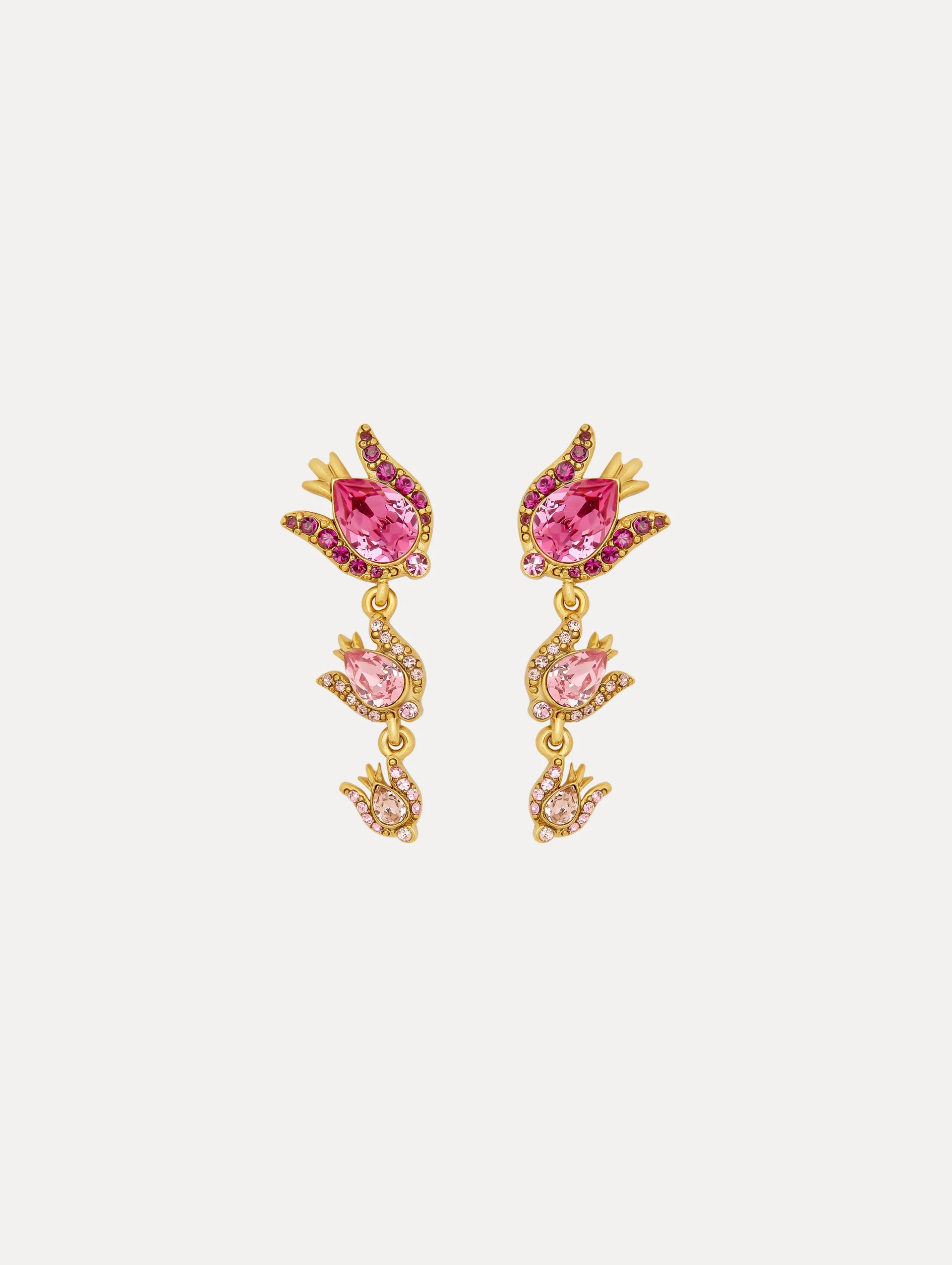 CRYSTAL ROSE DROP EARRINGS - 1