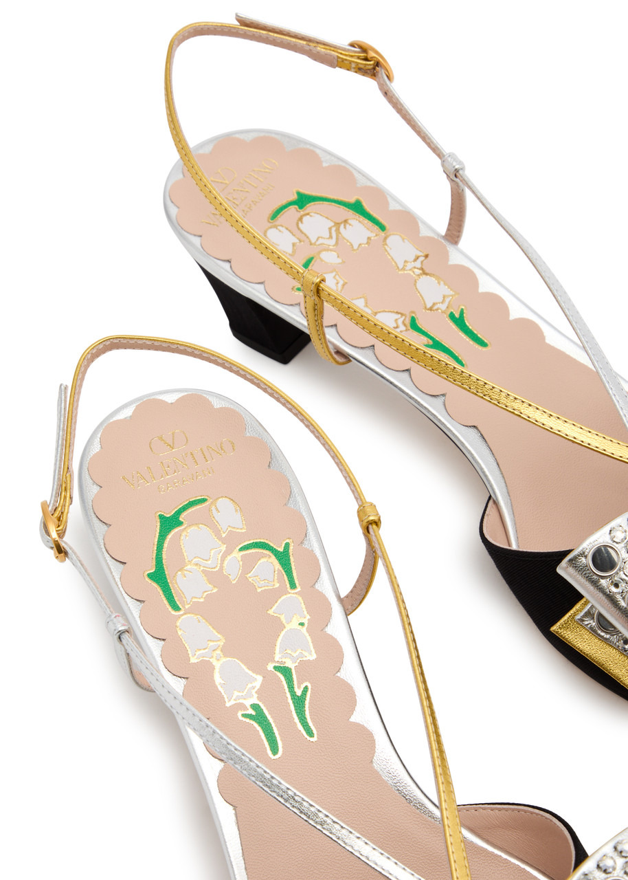Valentino Bowow 45 Embellished Moiré Pumps - 4