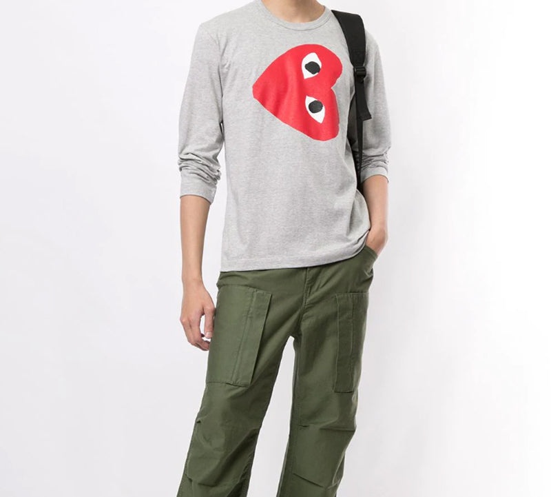 COMME des GARCONS PLAY Side Heart Long Sleeves Tee 'Grey' AZ-T268-051 - 5
