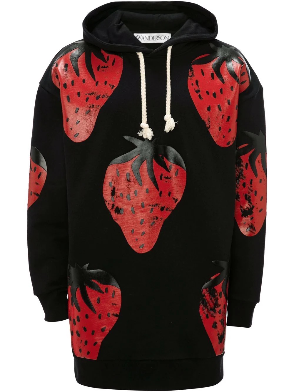 strawberry-print cotton hoodie - 1