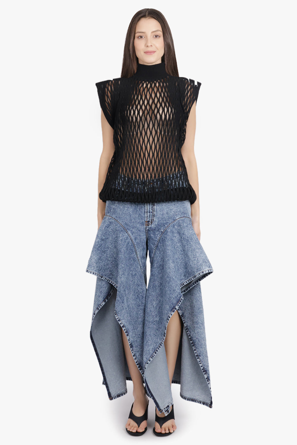 RUFFLE LAYER DENIM JEAN | SNOW BLUE - 3