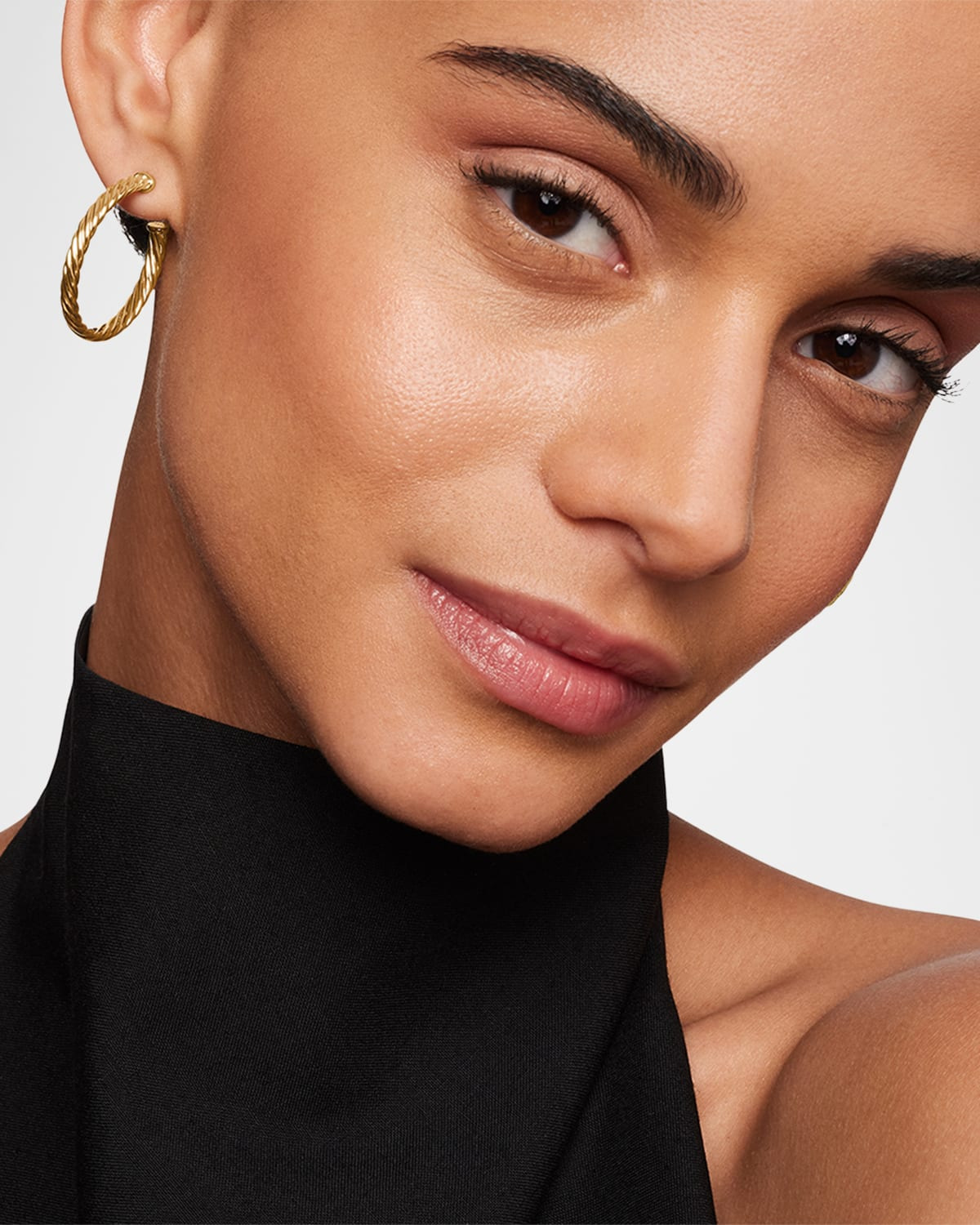 18k Cablespira Hoop Earrings, 1" - 2