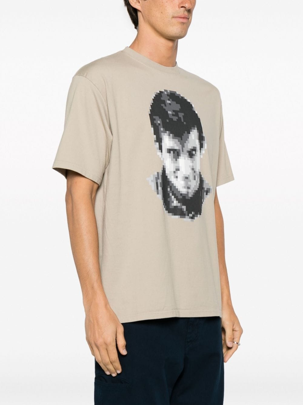pixelated-print cotton T-shirt - 3