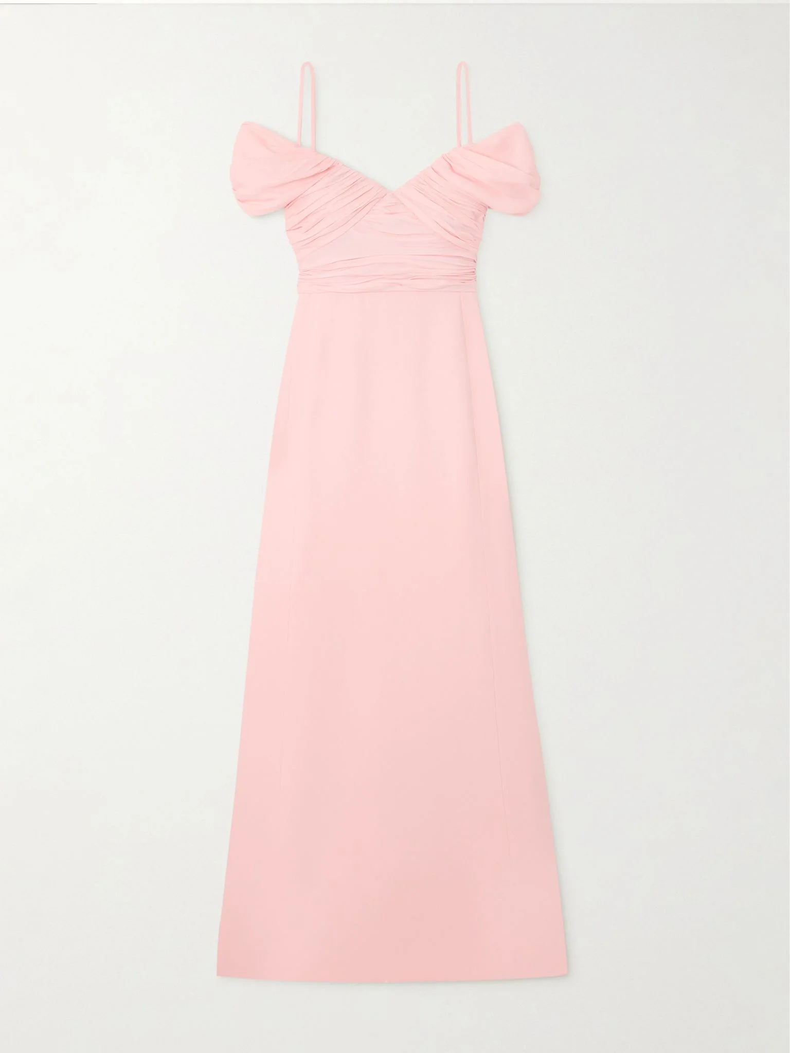 Cold-shoulder gathered crepe gown Blush - 1