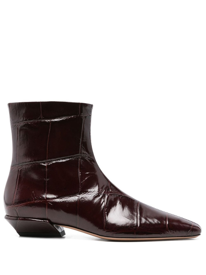 30mm crocodile-effect pointed-toe ankle boots 1