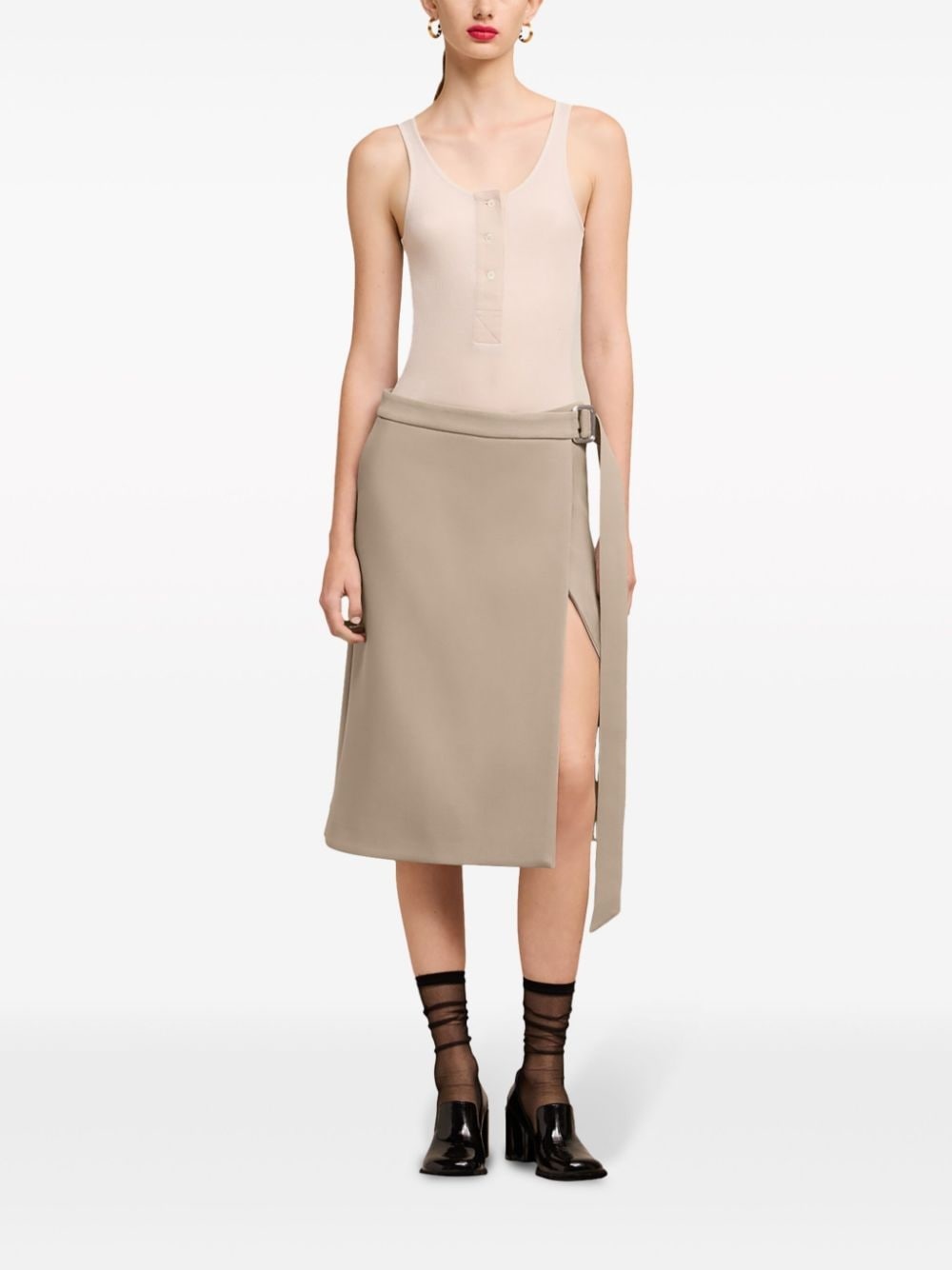 virgin wool wrap midi skirt - 2