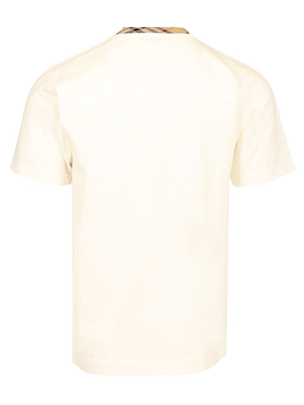Check Trim Cotton T-Shirt White - 2