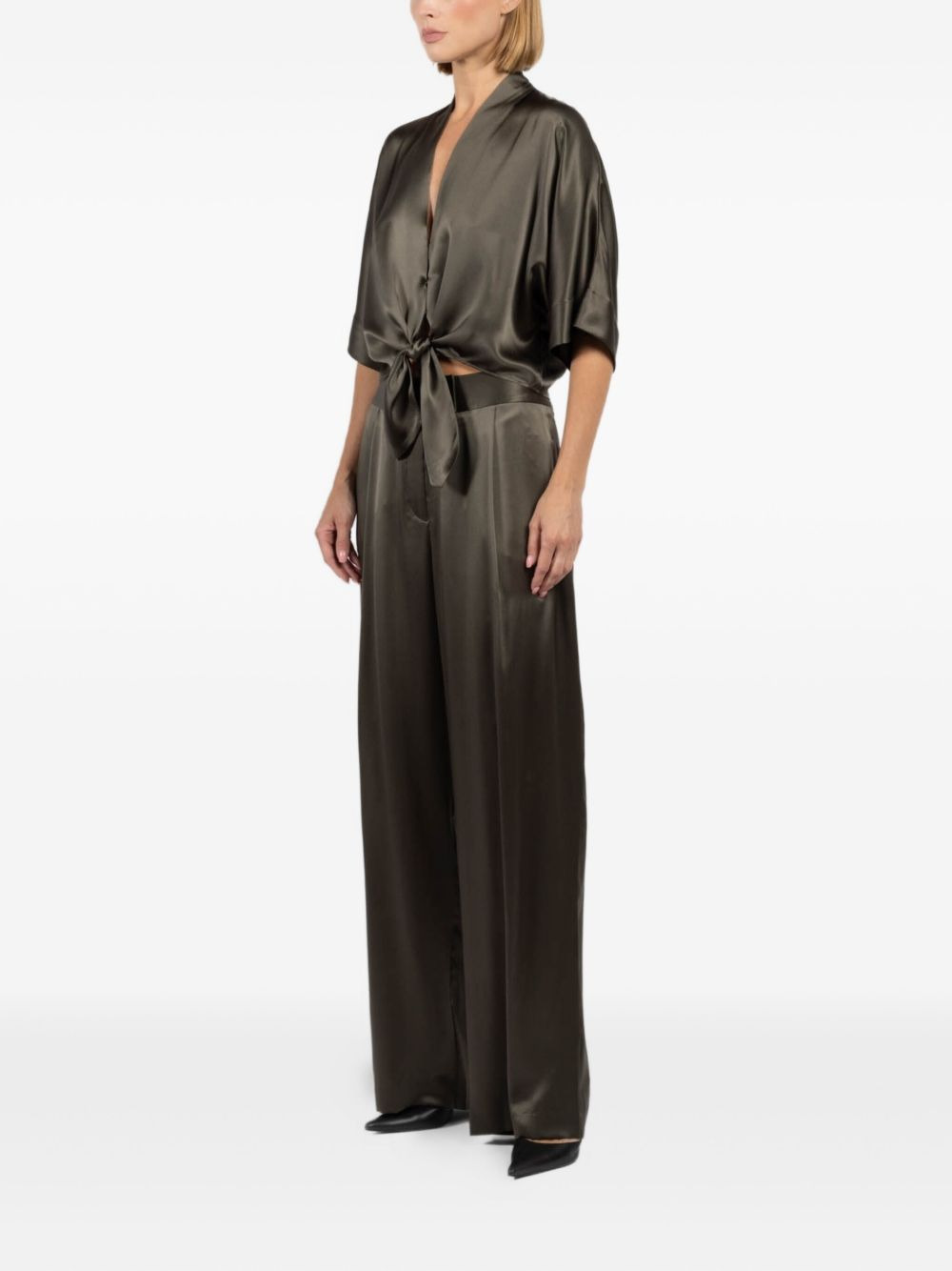 tie-front short-sleeve blouse - 2
