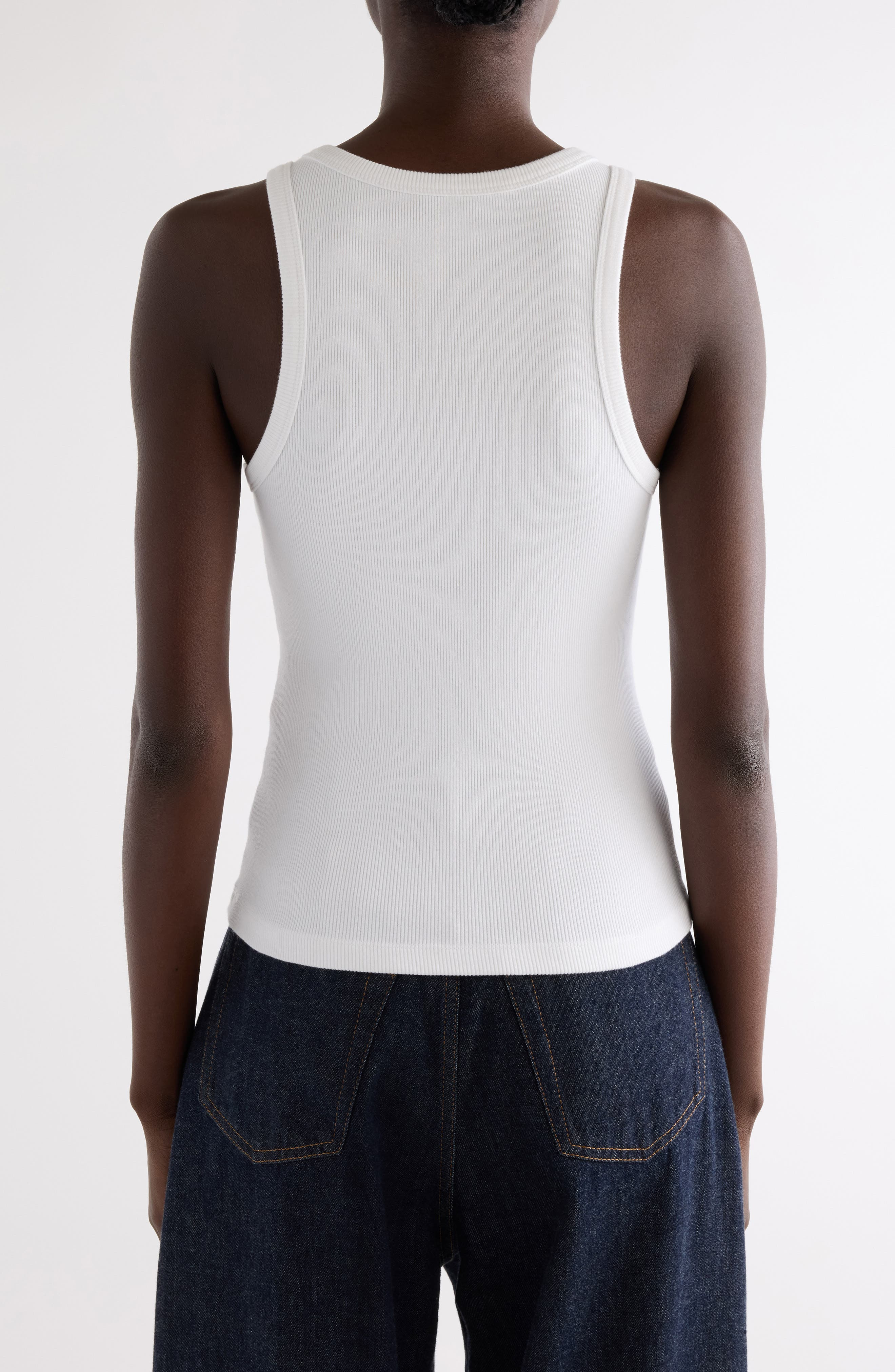 Givenchy Logo Wool & Silk Rib Tank in White at Nordstrom - 3