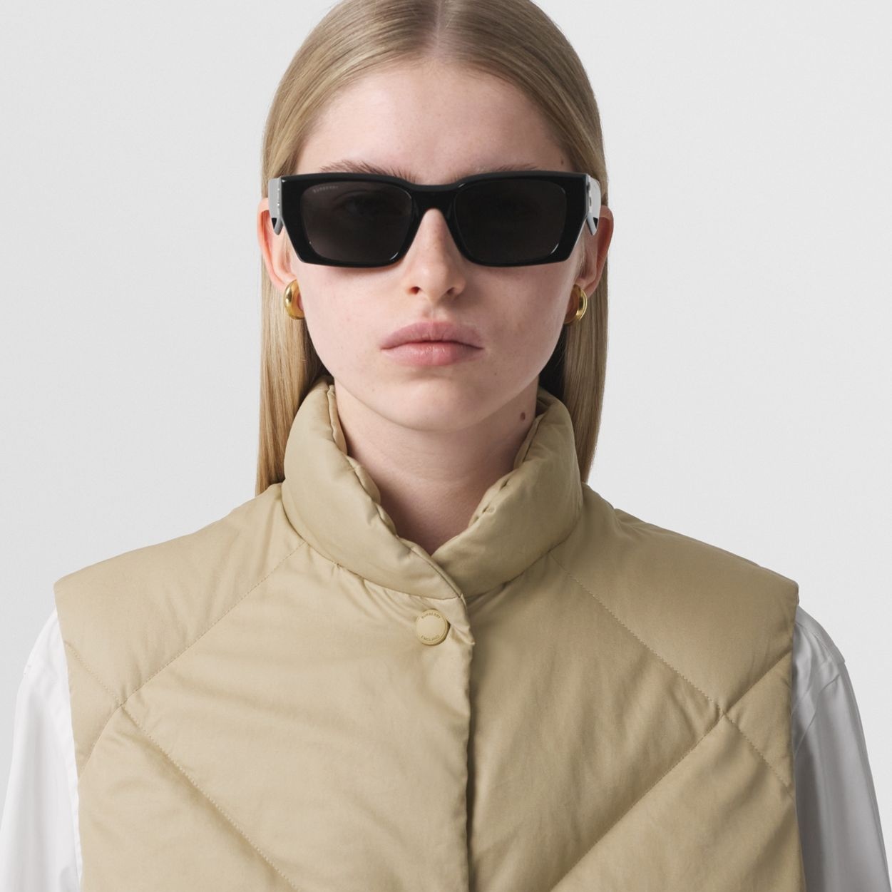 Quilted Cotton Gabardine Funnel Neck Gilet - 2