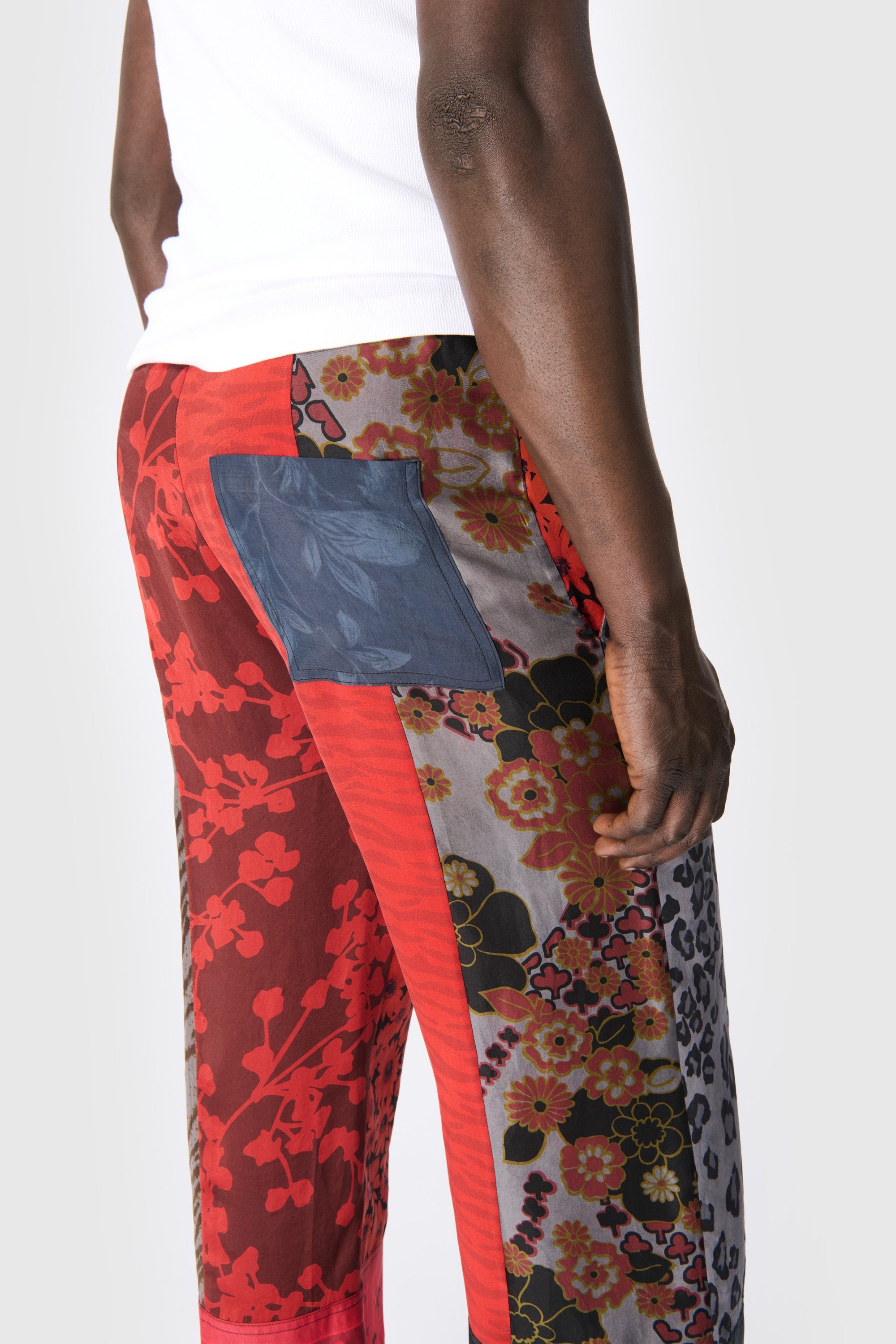 Upcycled Silk Scarves Drawstring Trousers - 5