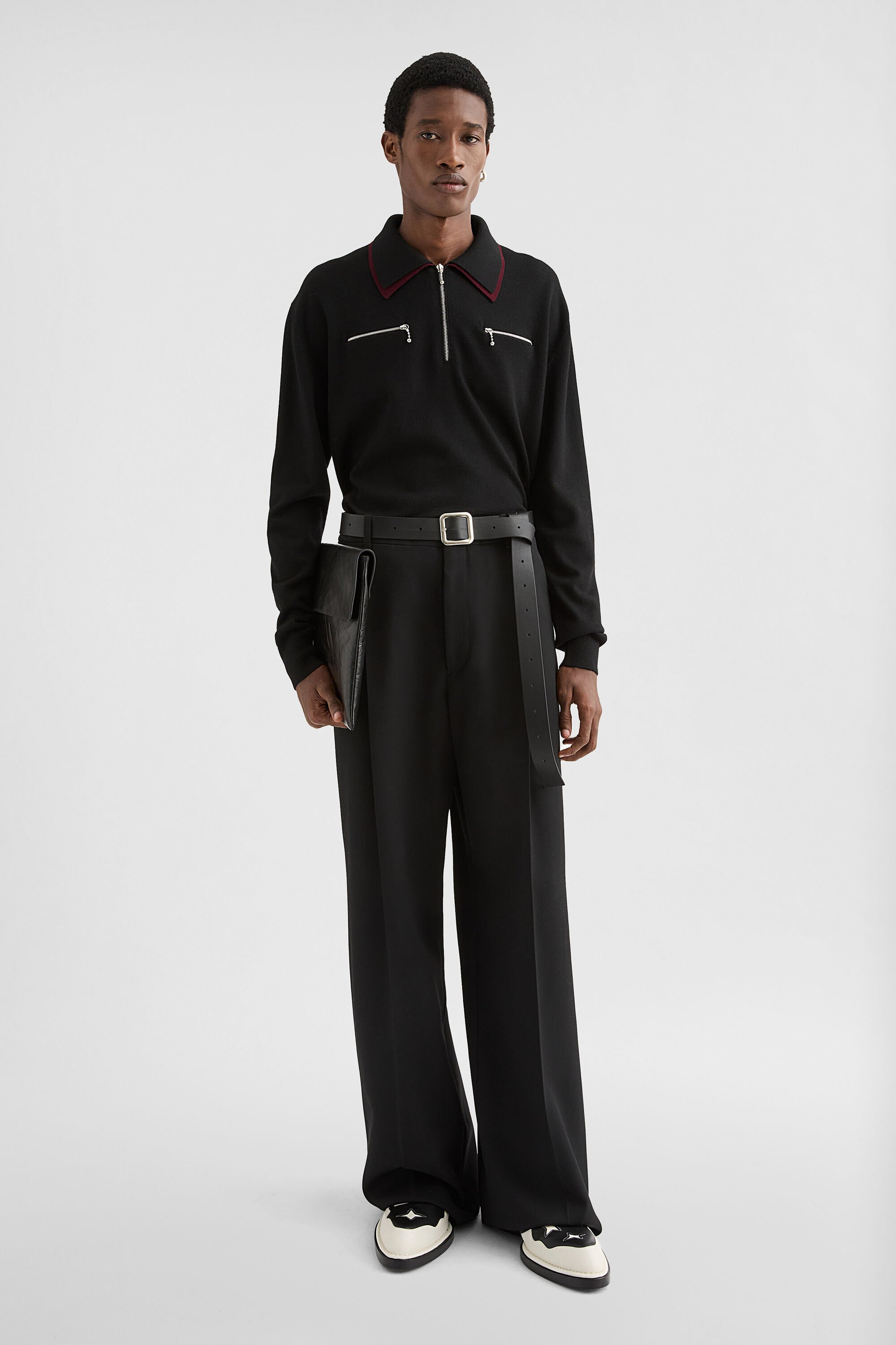 Wool Gabardine Belted Trousers - 3