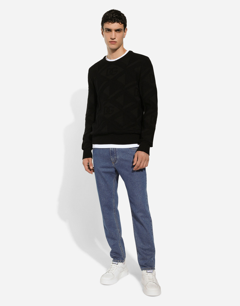 Loose stretch blue denim jeans 5