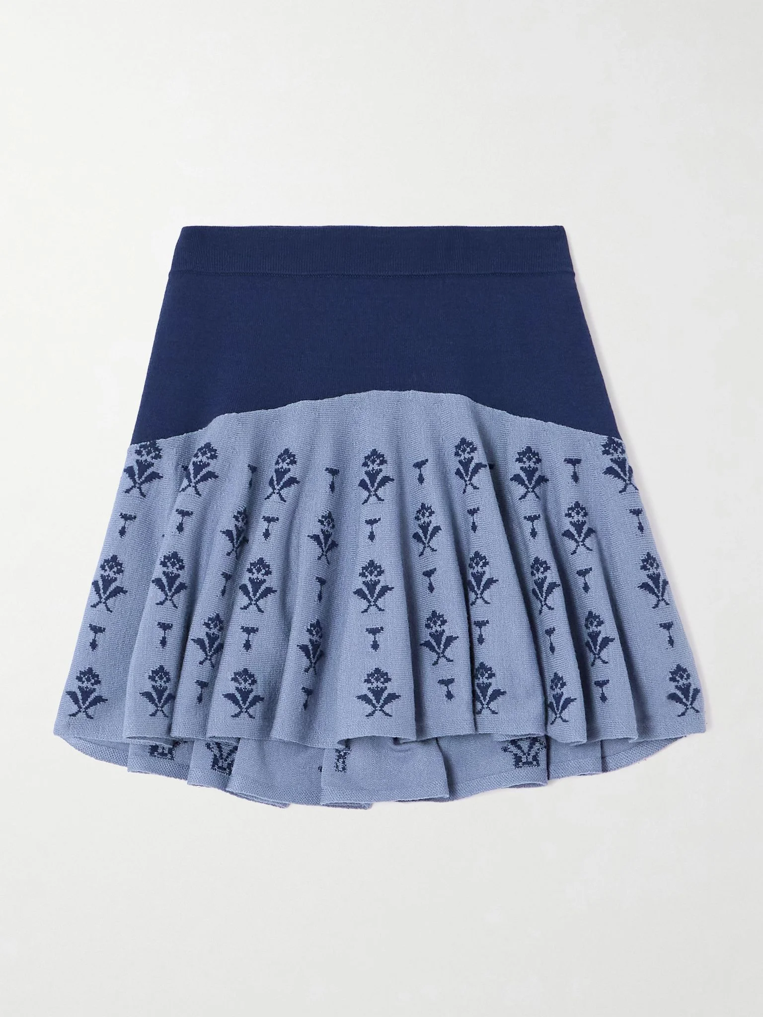 Two-tone jacquard-knit mini skirt Blue - 1