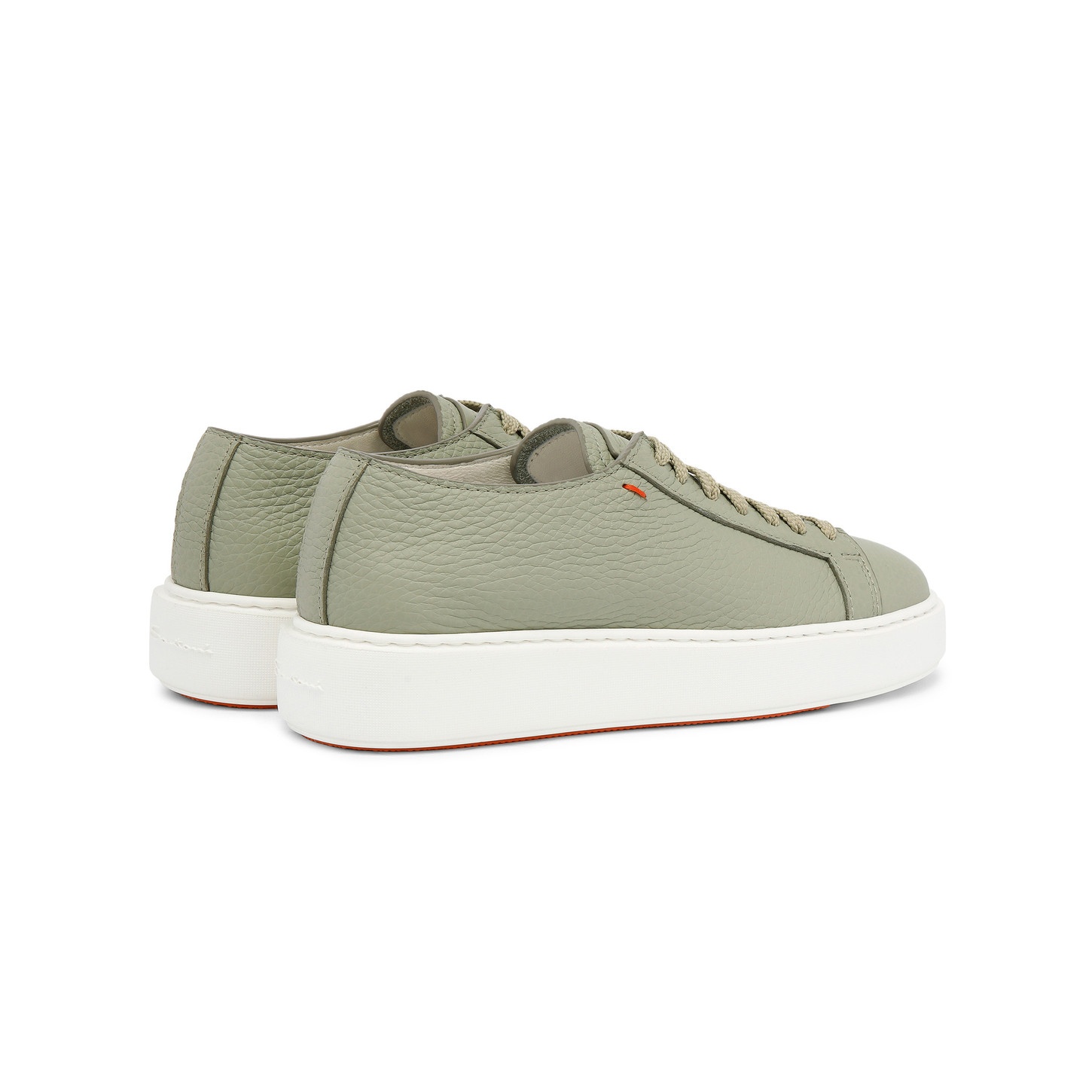 Women's green tumbled leather sneaker - 4