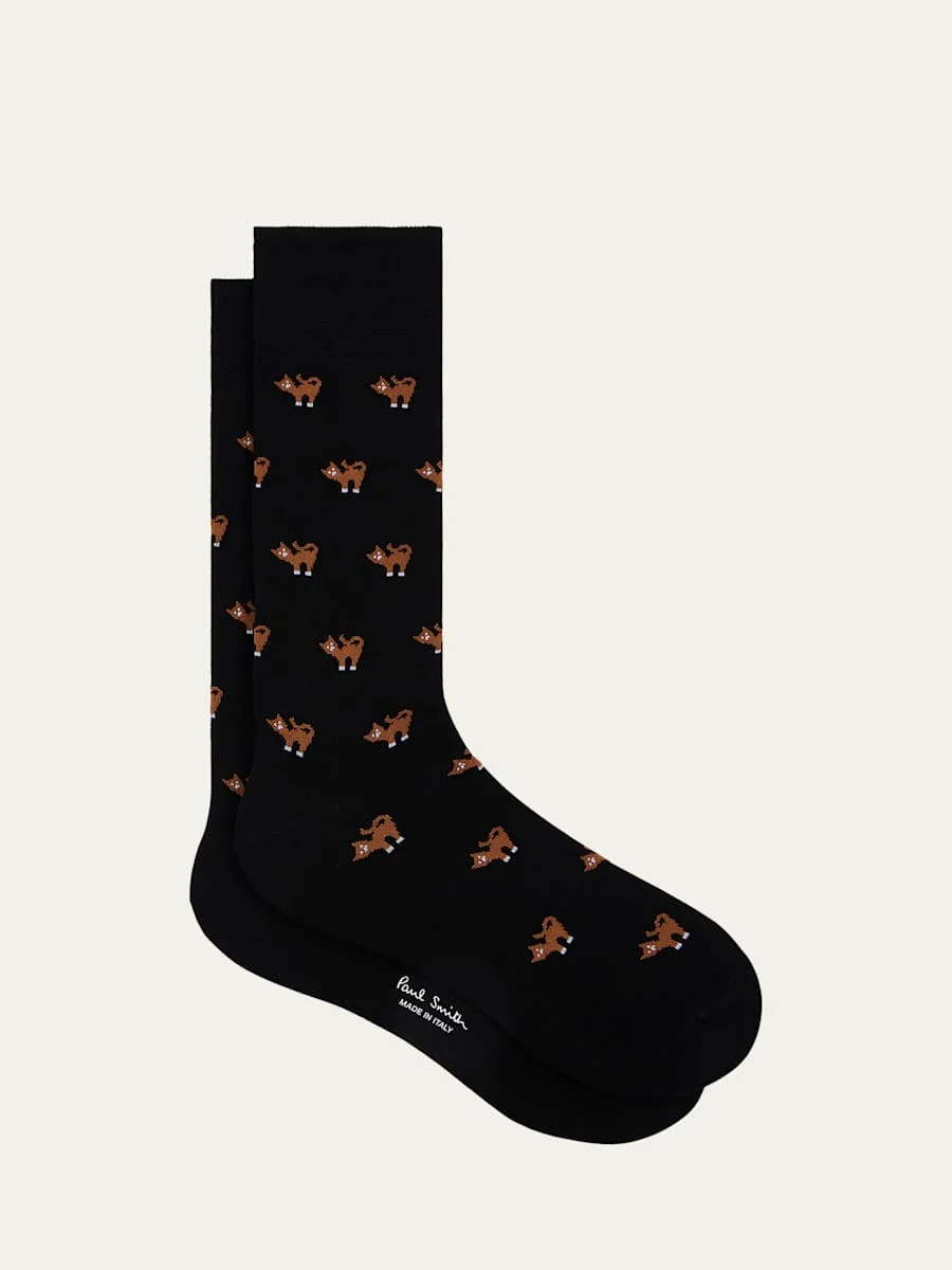 Men's Karim Cat Crew Socks - 1