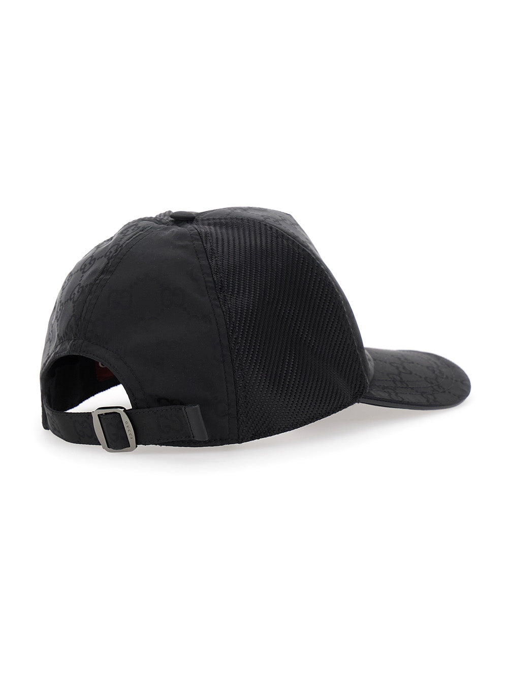Gucci Women Black Baseball Cap With Logo Lettering On The Front And Web Detail On The Side In Gg Can - 2