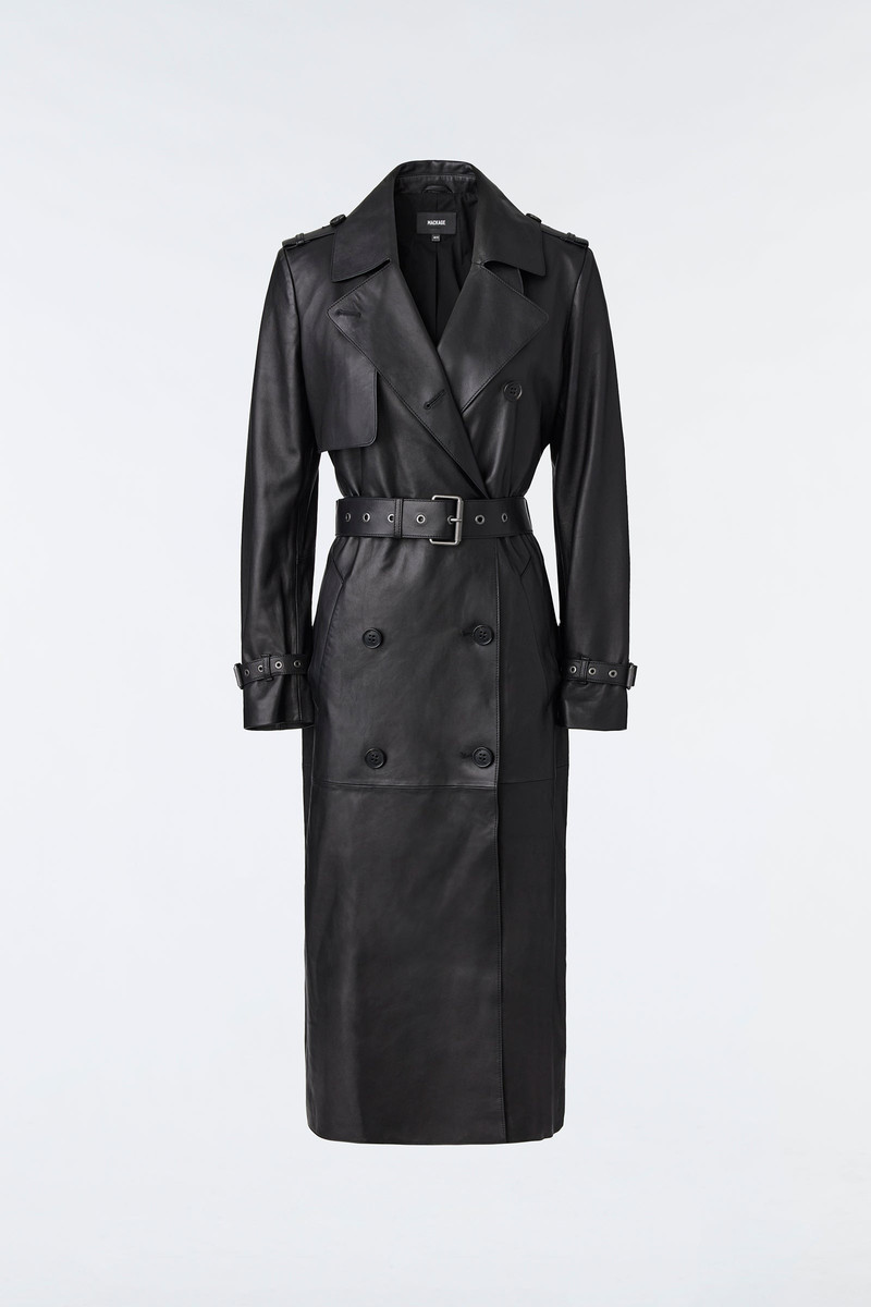GAEL-Z Leather trench coat with belt 1