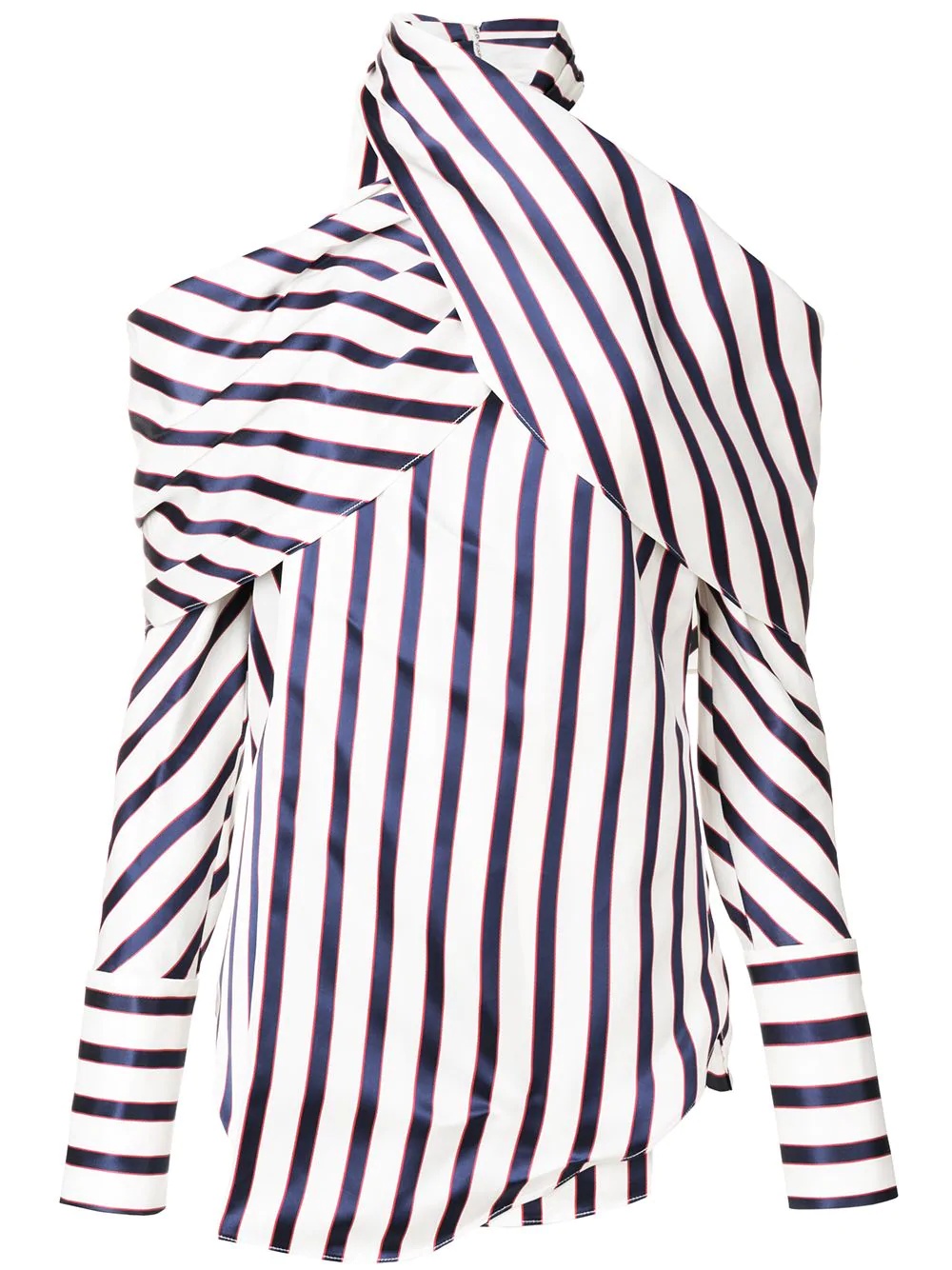 wrap-neck pinstriped top - 1