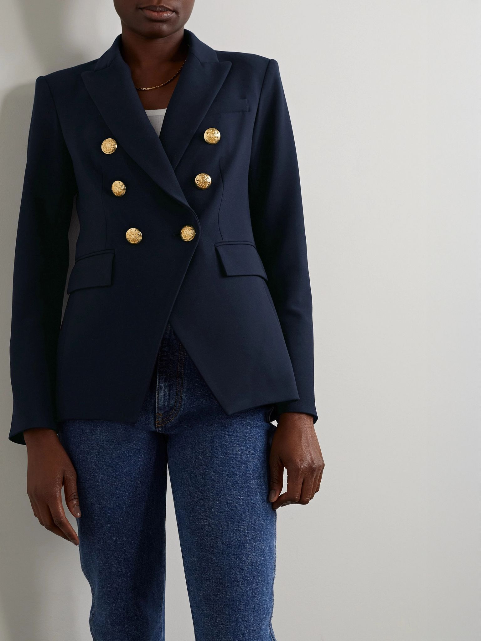 Miller Dickey double-breasted grain de poudre blazer Midnight blue - 3