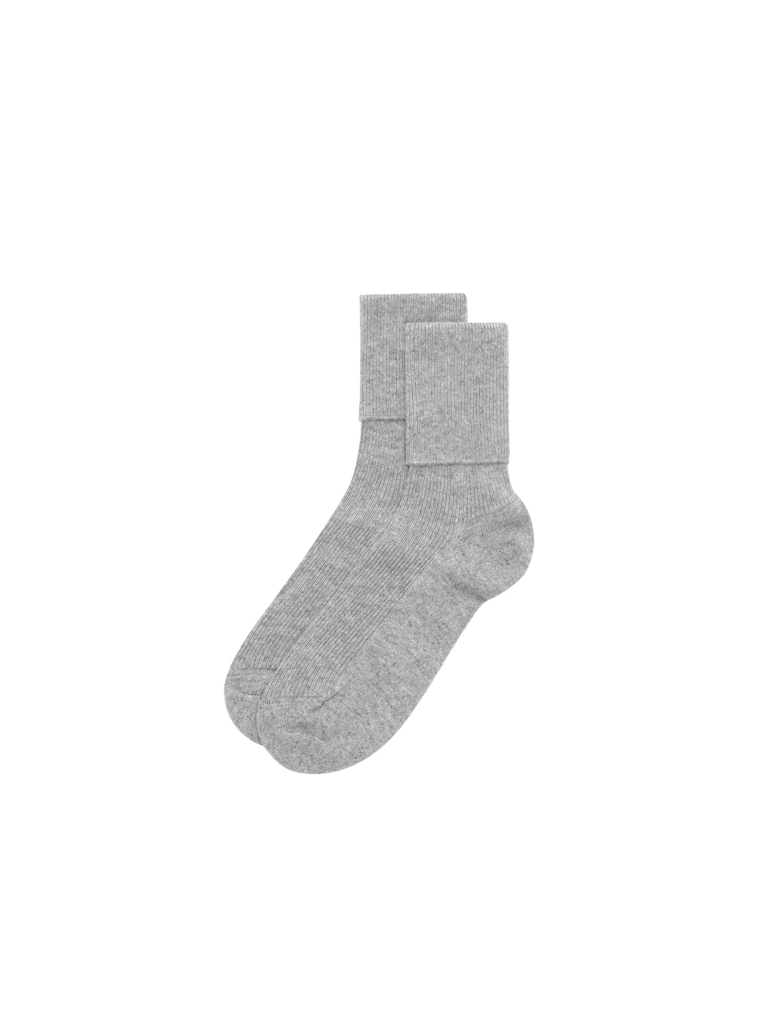 Cashmere Ribbed Ankle Socks - Grey Marl - 2