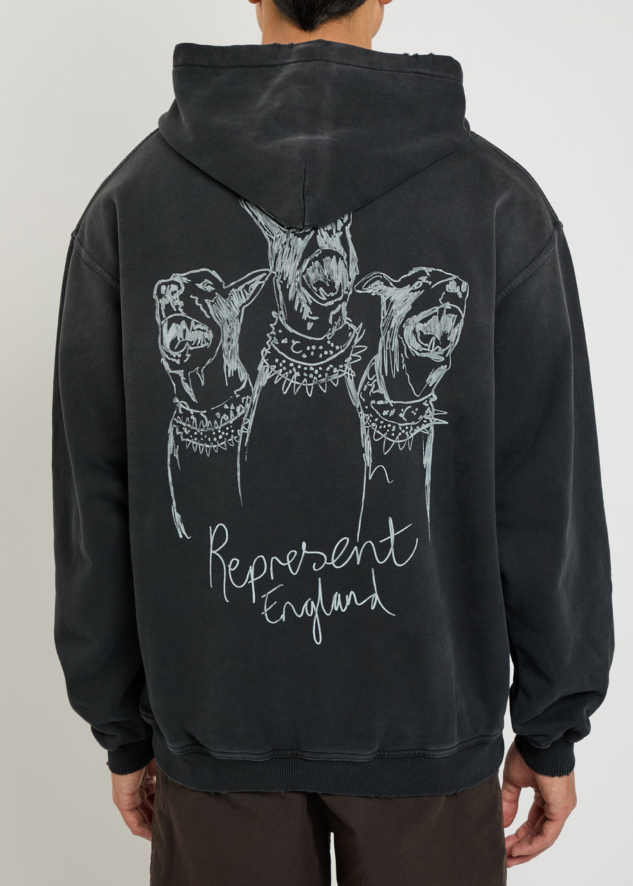 Represent Hand Drawn Thoroughbred Dogs Hooded Cotton Sweatshirt - 3