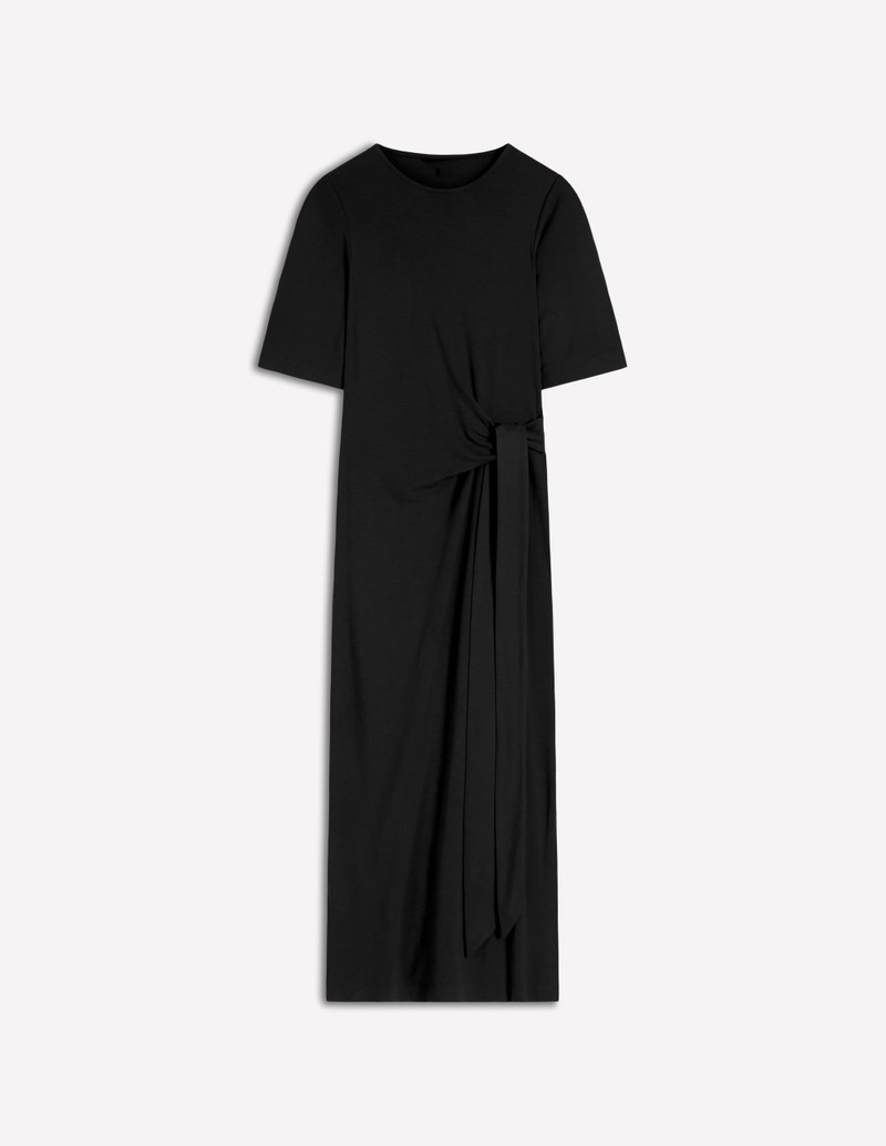 Zinnia Tie Ponte Midi Dress-Black 1