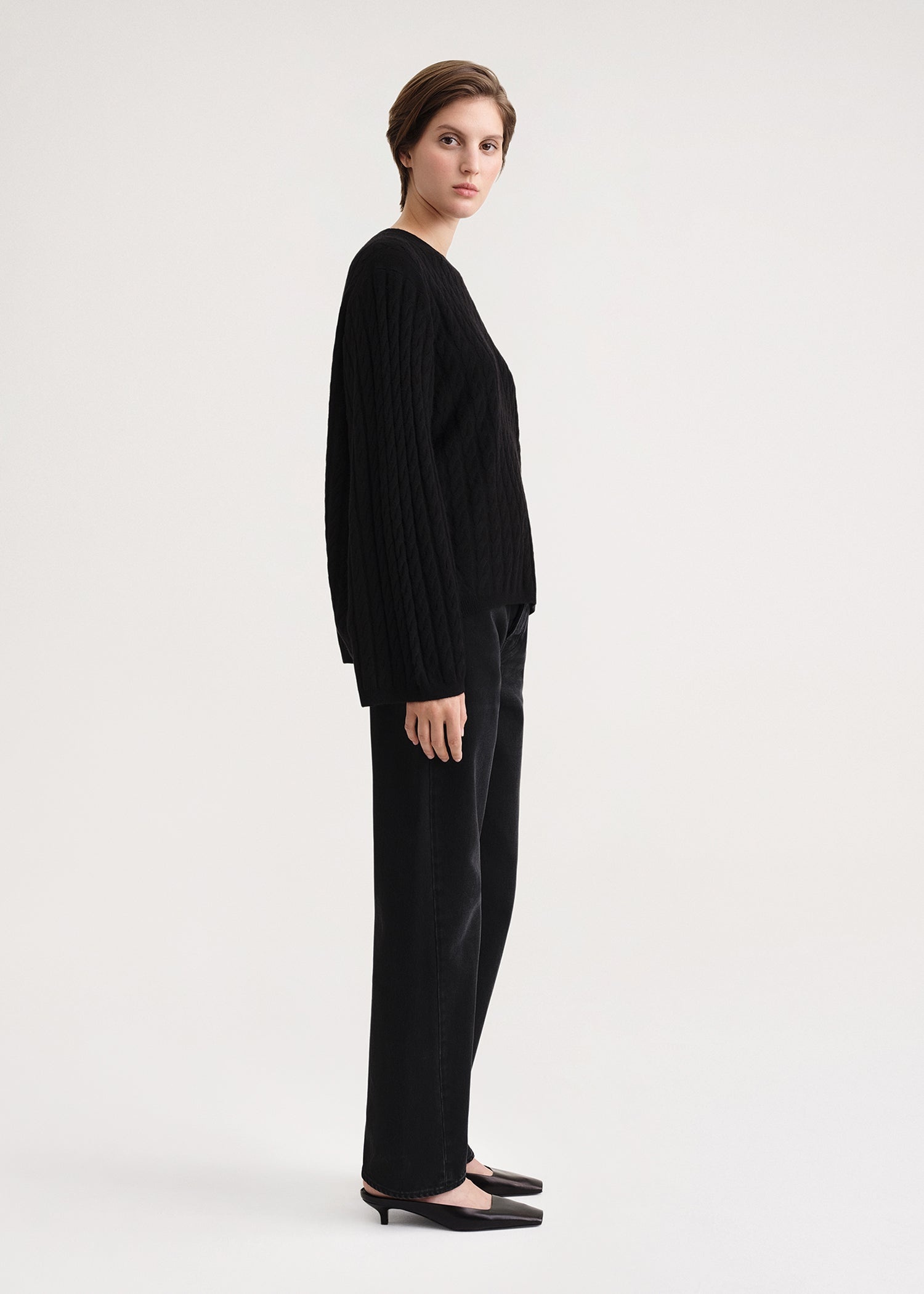 Cashmere cable knit black - 3