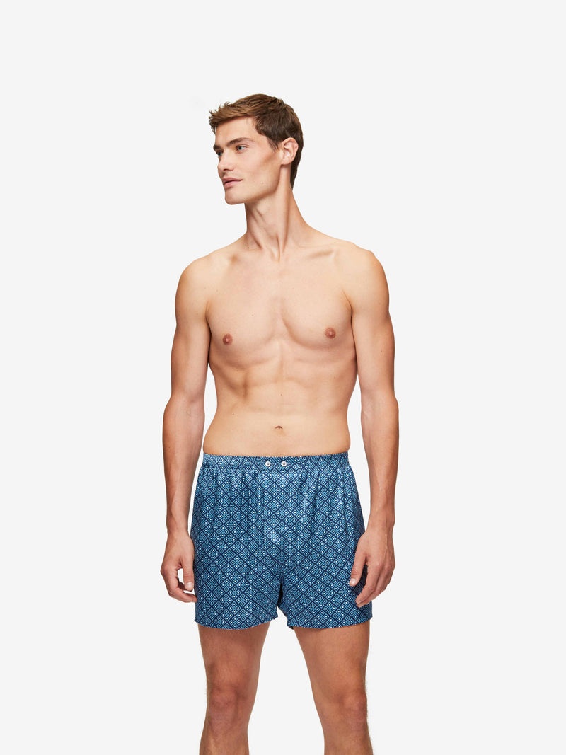 Men's Classic Fit Boxers Brindisi 89 Silk Satin Navy - 3