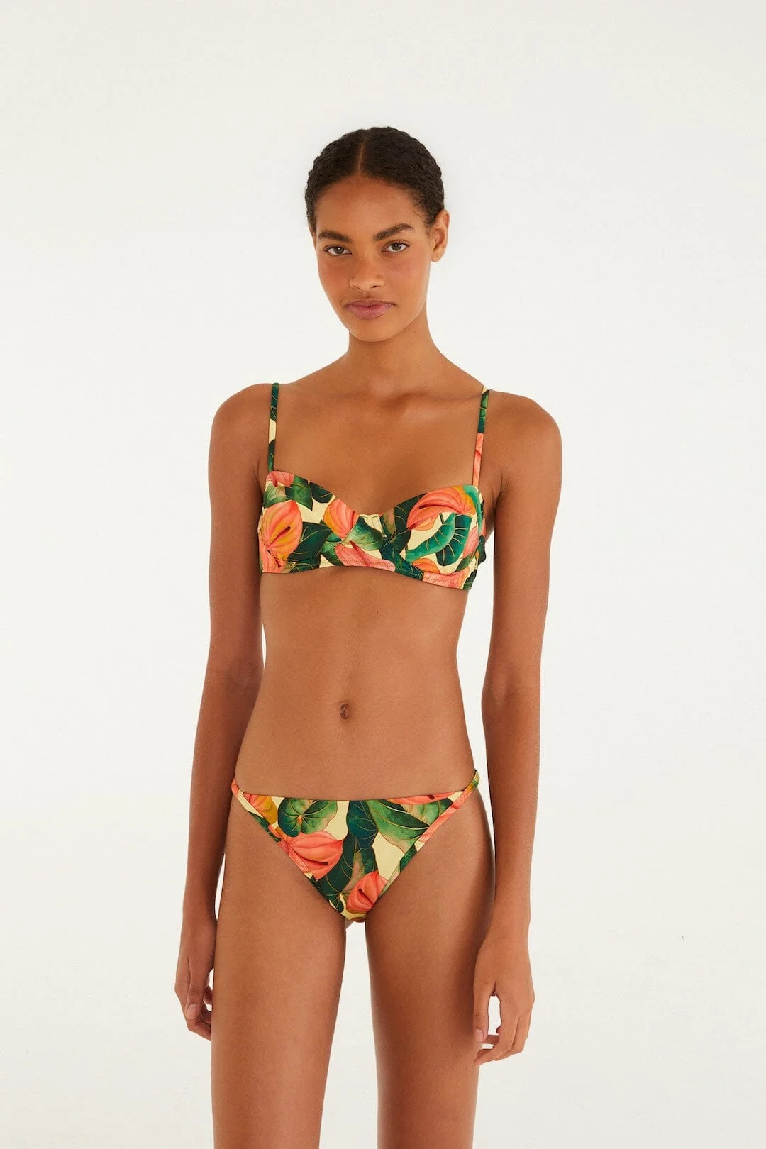 Golden Yellow Anthurium Basic Bikini Bottom - 1