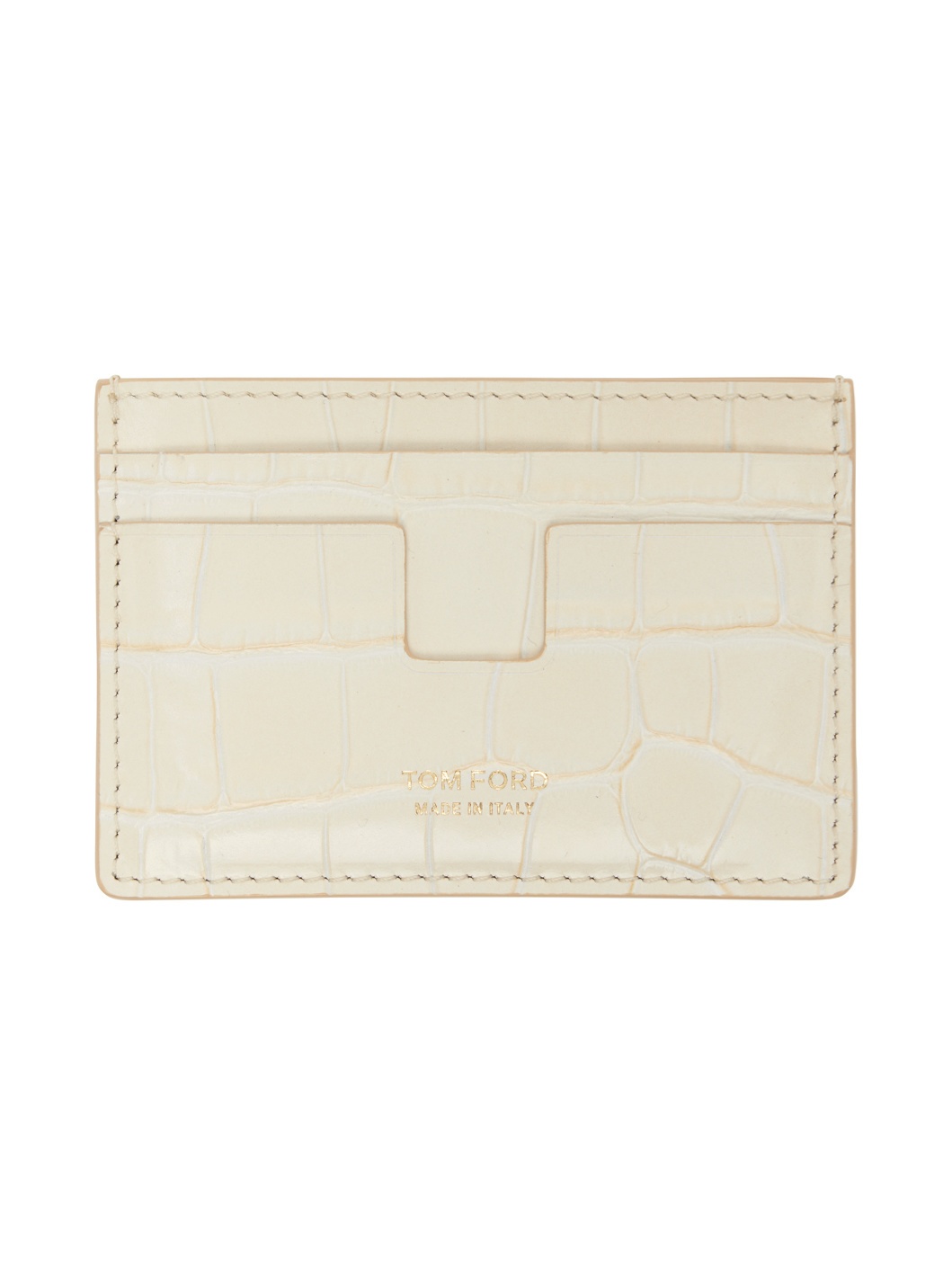 Off-White Shiny Croc T Line Card Holder - 1