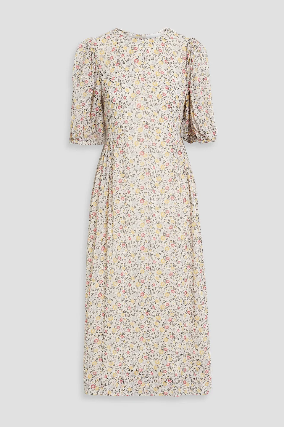 Pleated floral-print crepe midi dress - 1