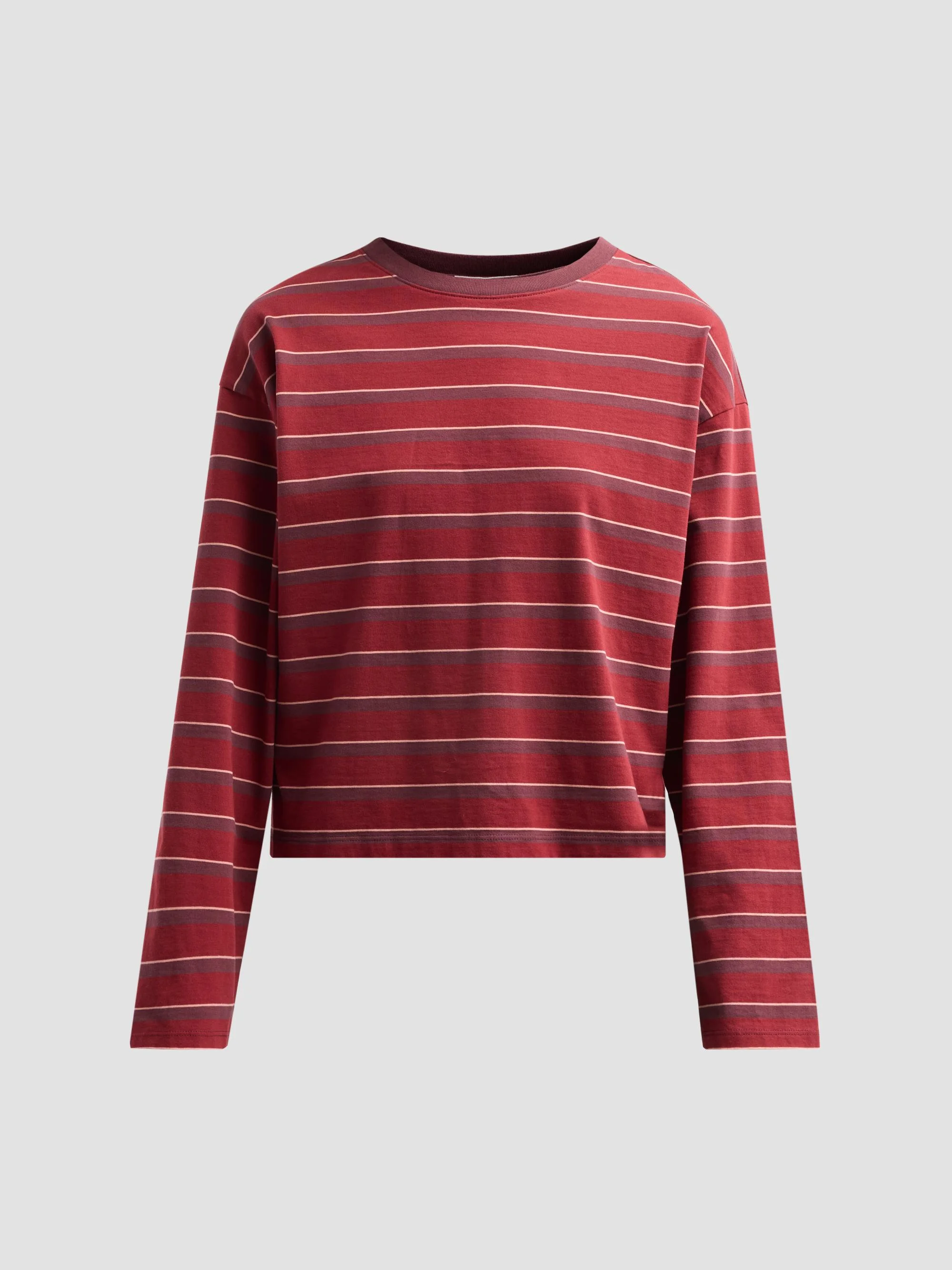 Women's Kelly Striped Cotton Long-Sleeve Top - Pomegranate Multi - 1