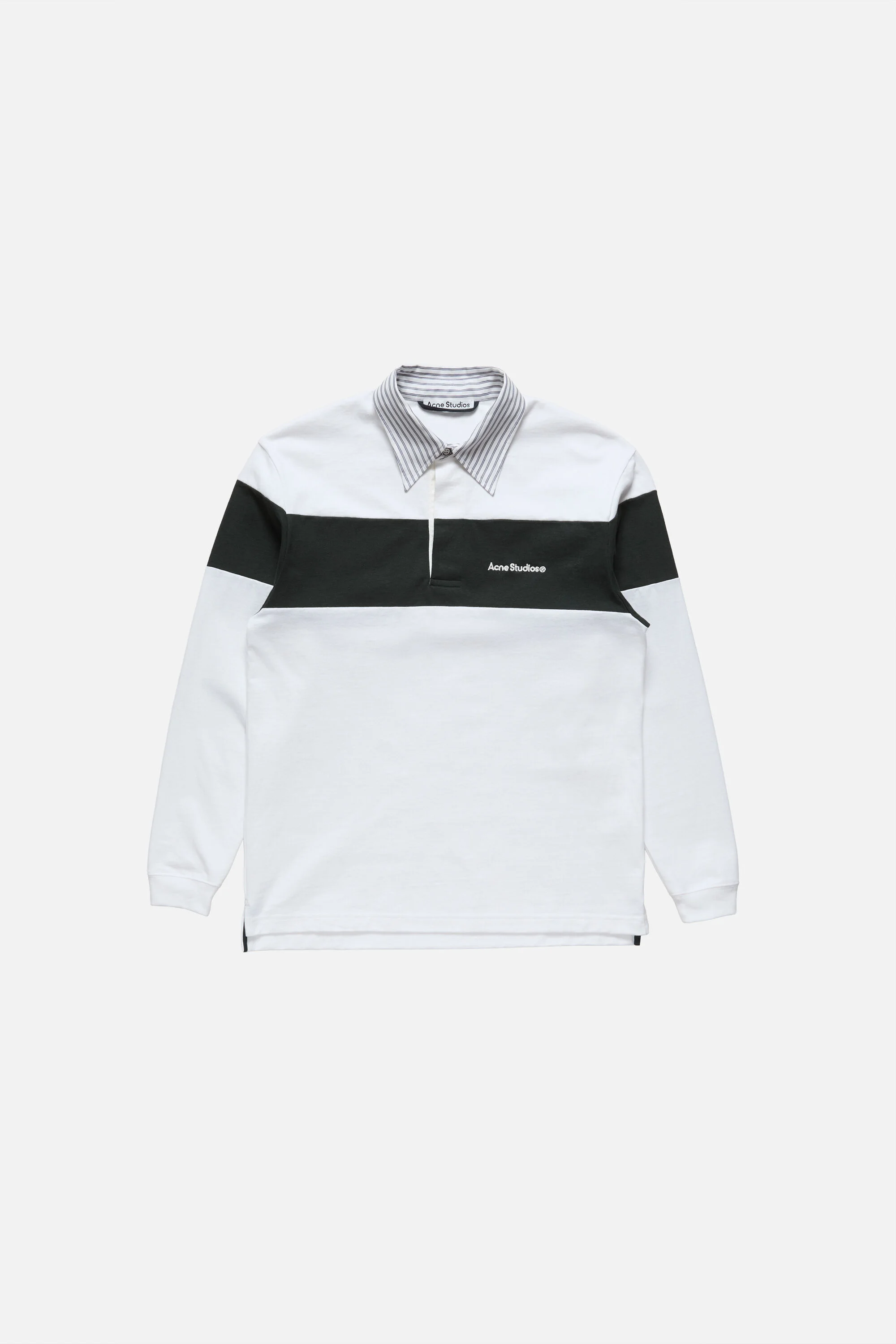 Striped polo sweatshirt - White/black - 1