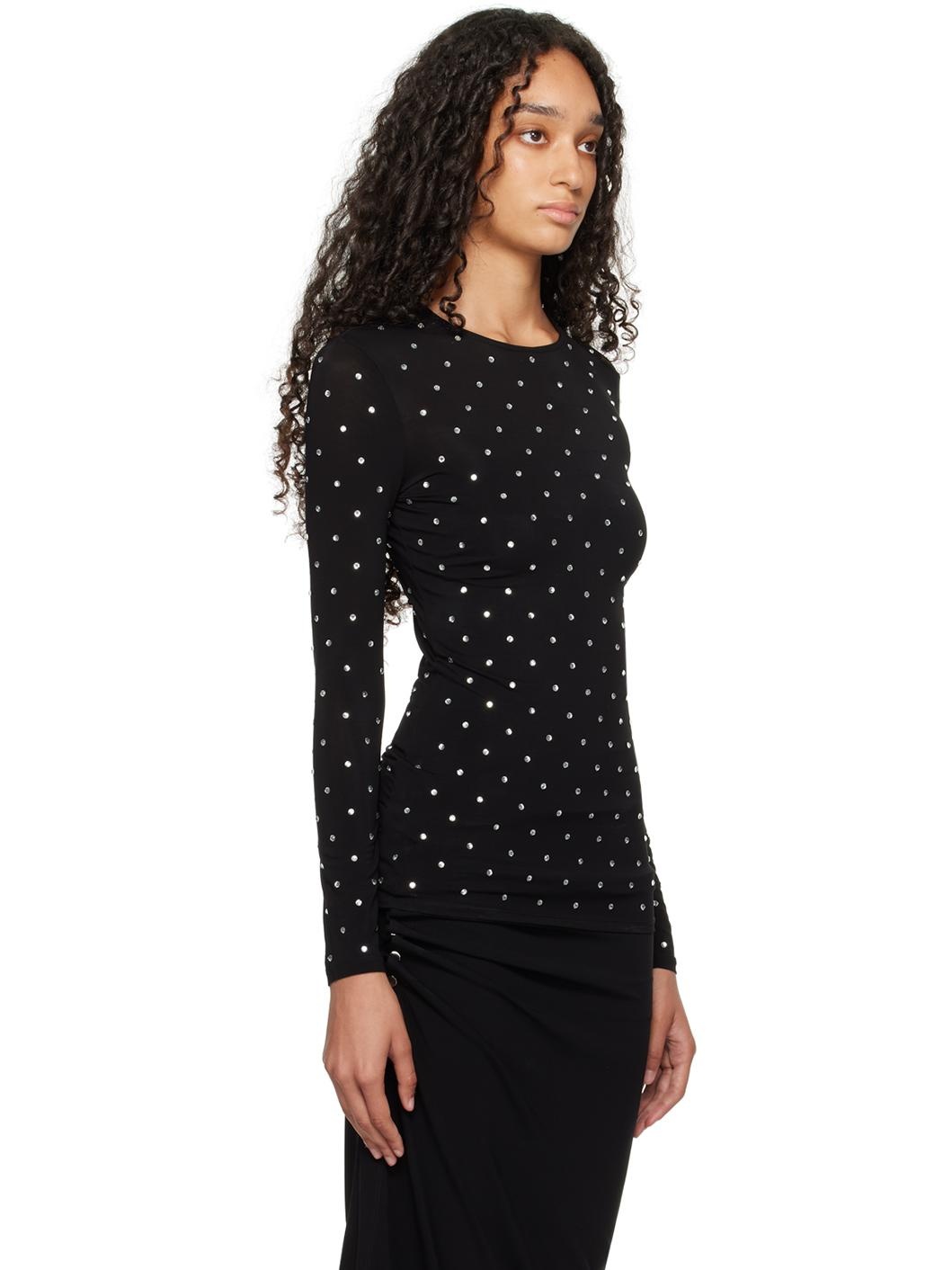Black Crystal-Embellished Top - 2