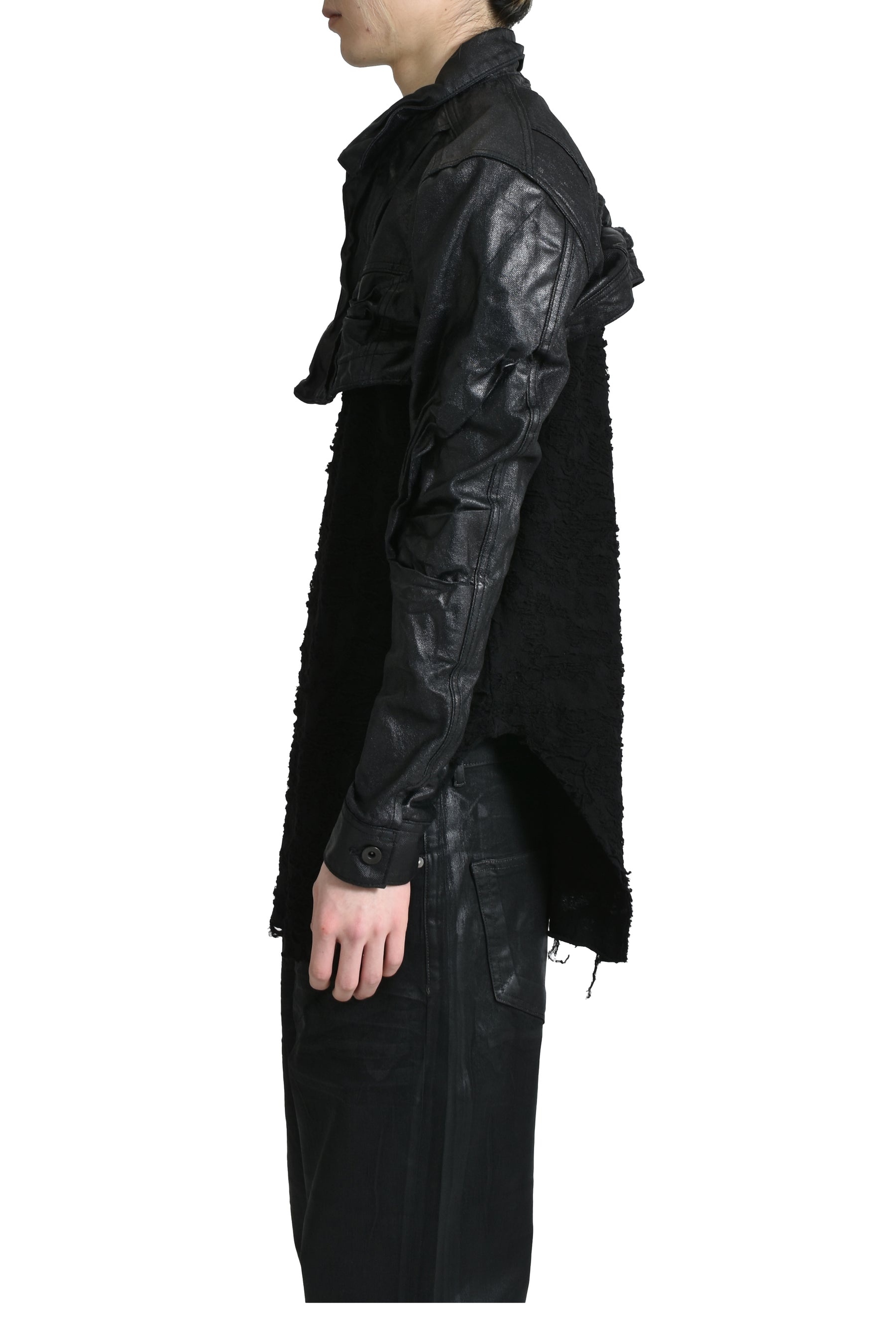COATED DENIM BLOUSON / BLK - 3