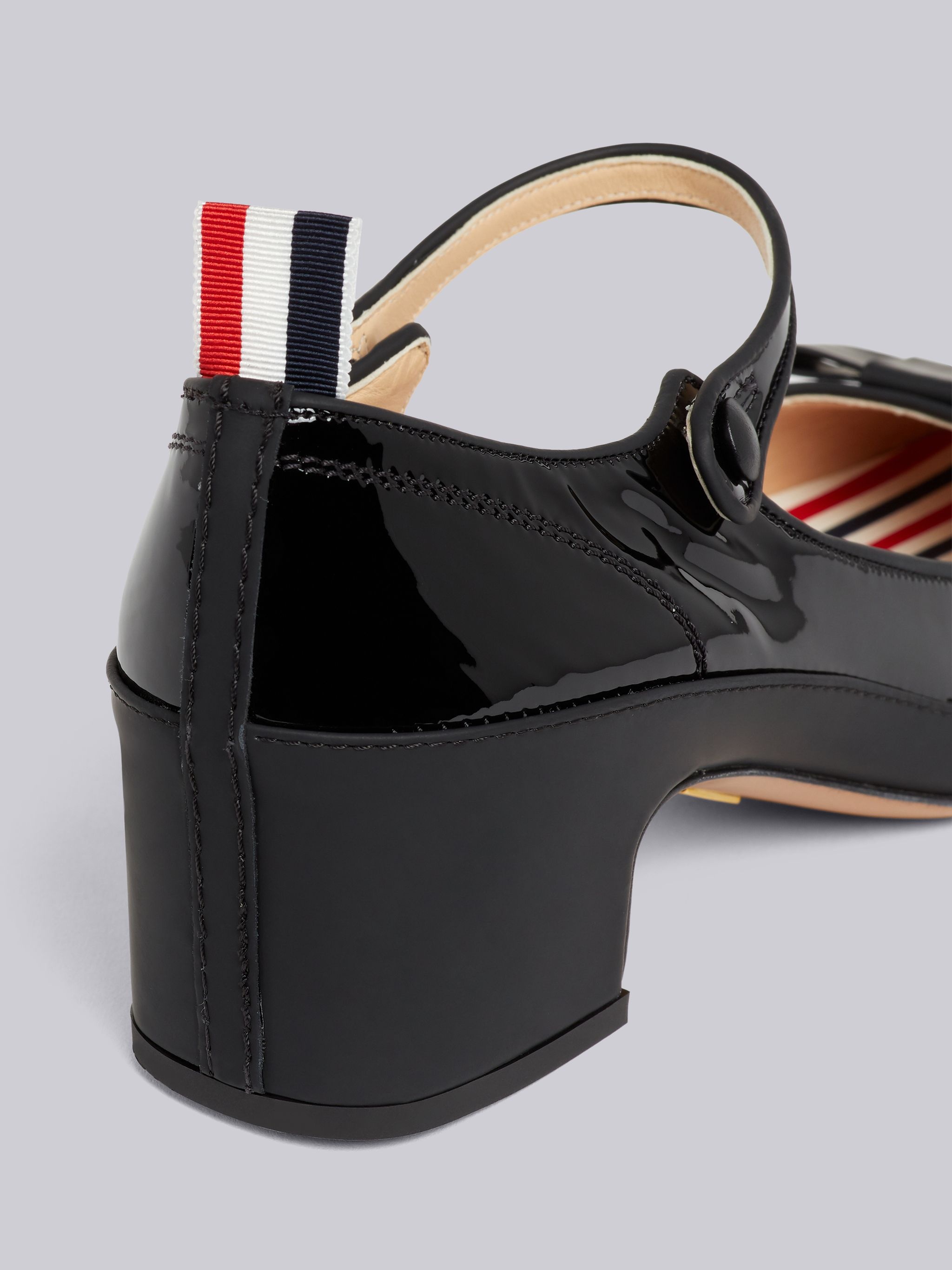 Black Soft Patent Leather 40mm Block Heel Tennis Mary Jane - 2
