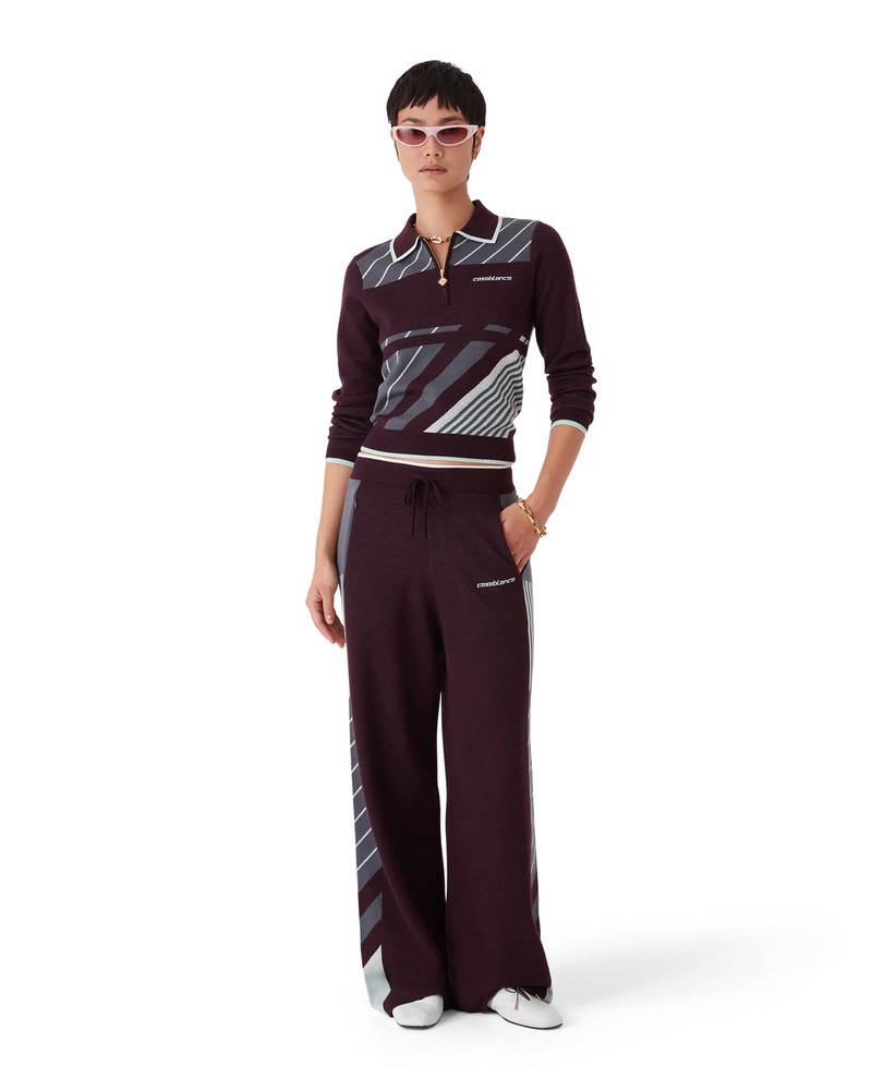 CASABLANCA Diagonal Tennis Merino Long Sleeve Polo Shirt | Casablanca Paris outlook